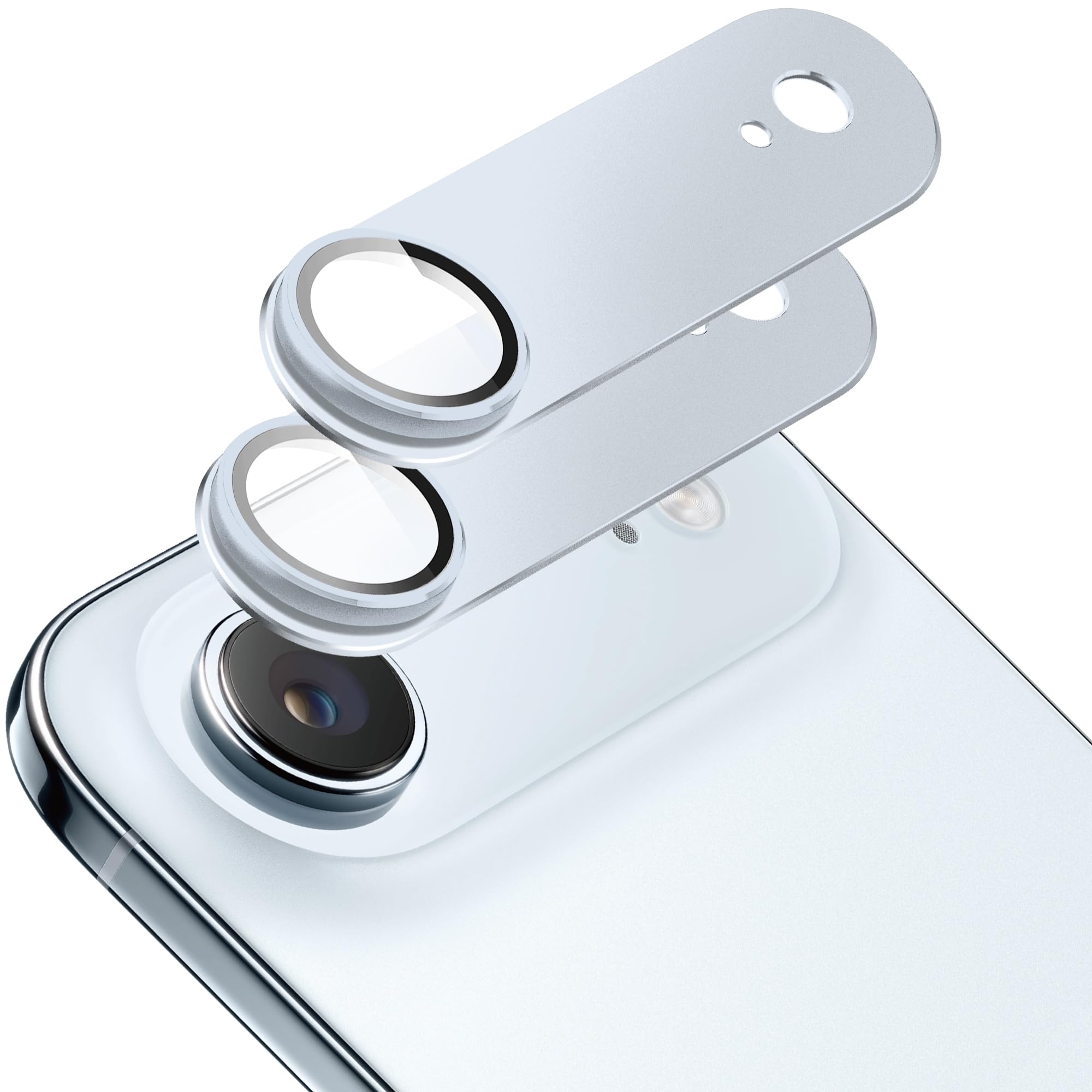 2 Pack Camera Lens Protector for iPhone 17 Air,[Not Easy to Breakn ] AR Tempered Glass Strong Adsorption Metal Camera Cover Screen-Light Blue