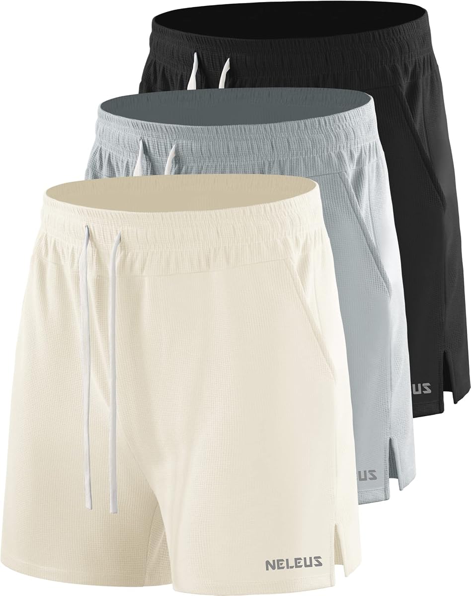 NELEUS Pantalones cortos para correr de 7 pulgadas para hombre, pantalones cortos deportivos para gimnasio con bolsillos