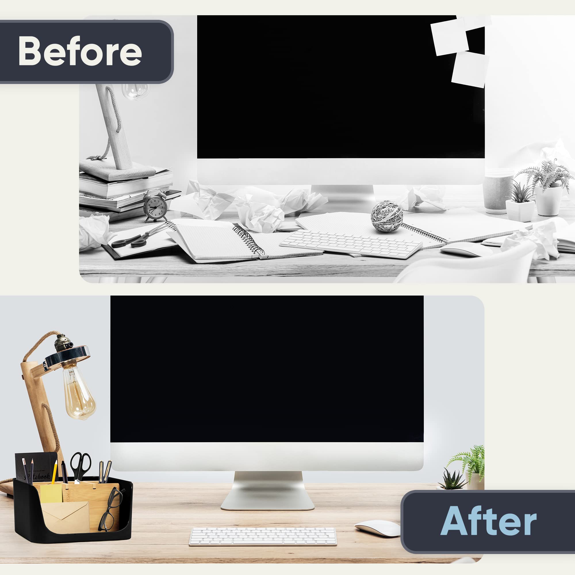 ECO Schreibtisch Organizer | Tisch- Büro- Kosmetik- Organizer | Handy & Tablet Halterung | Stiftehalter Schreibtisch | Briefablage | Serviettenhalter (schwarz, klein)