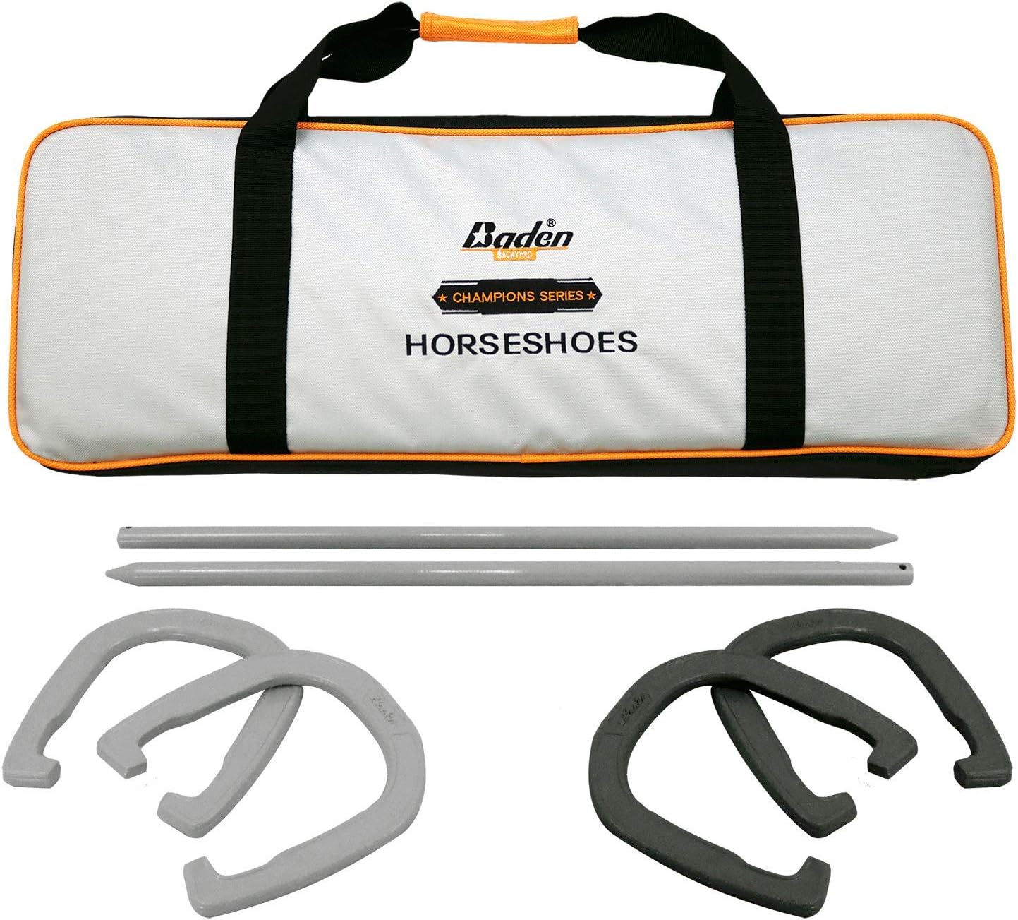 Baden Champions Horseshoe Set | Backyard Games | Tournament Quality Forged Steel Construction, Durable Gray/Black Design