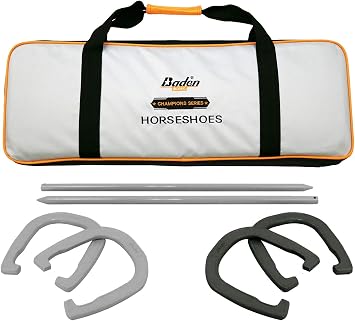 Baden Champions Horseshoe Set | Backyard Games | Tournament Quality Forged Steel Construction, Durable Gray/Black Design