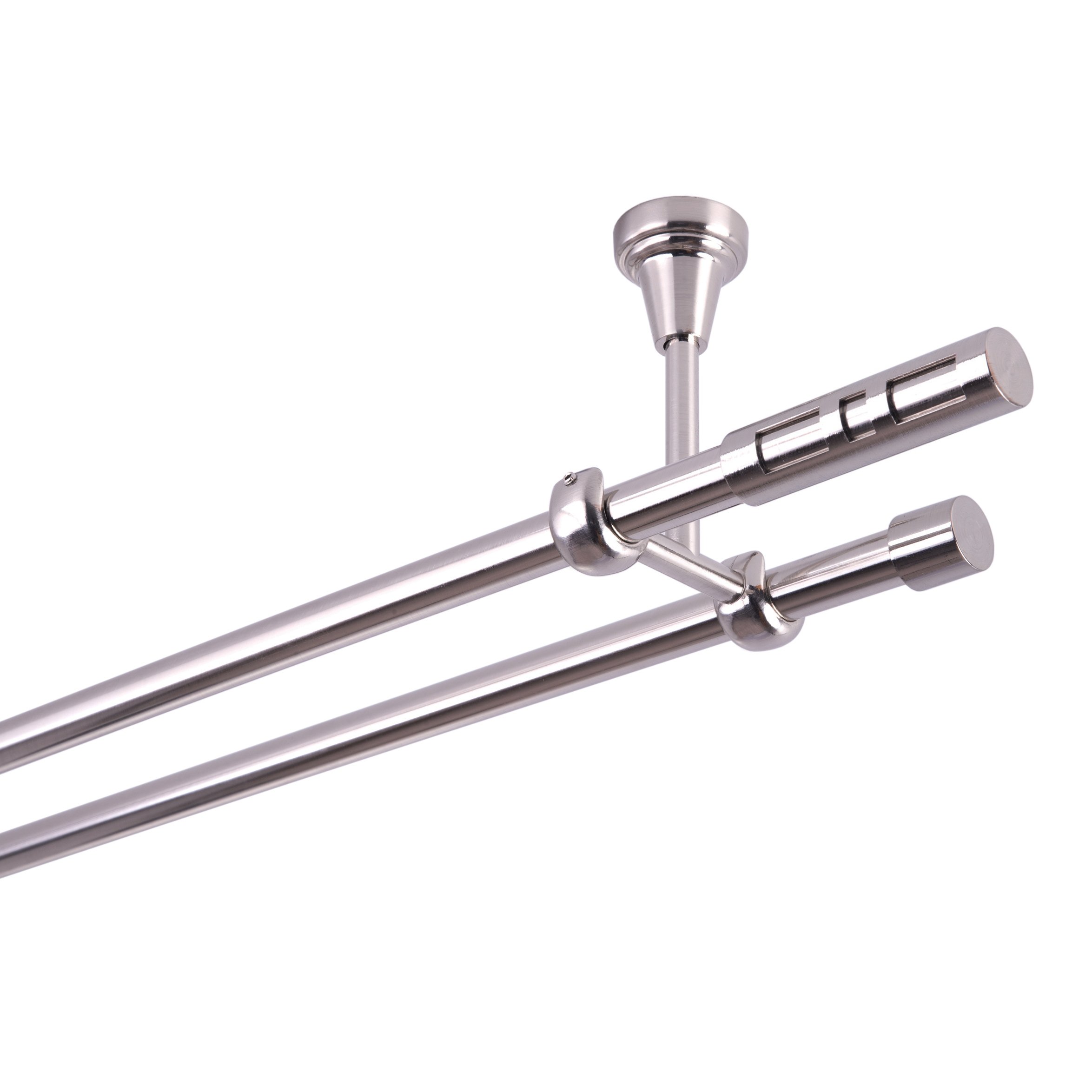 MDEKOR Tringle à rideaux 2 voies Fixation de plafond en métal aspect acier inoxydable neuf, 400