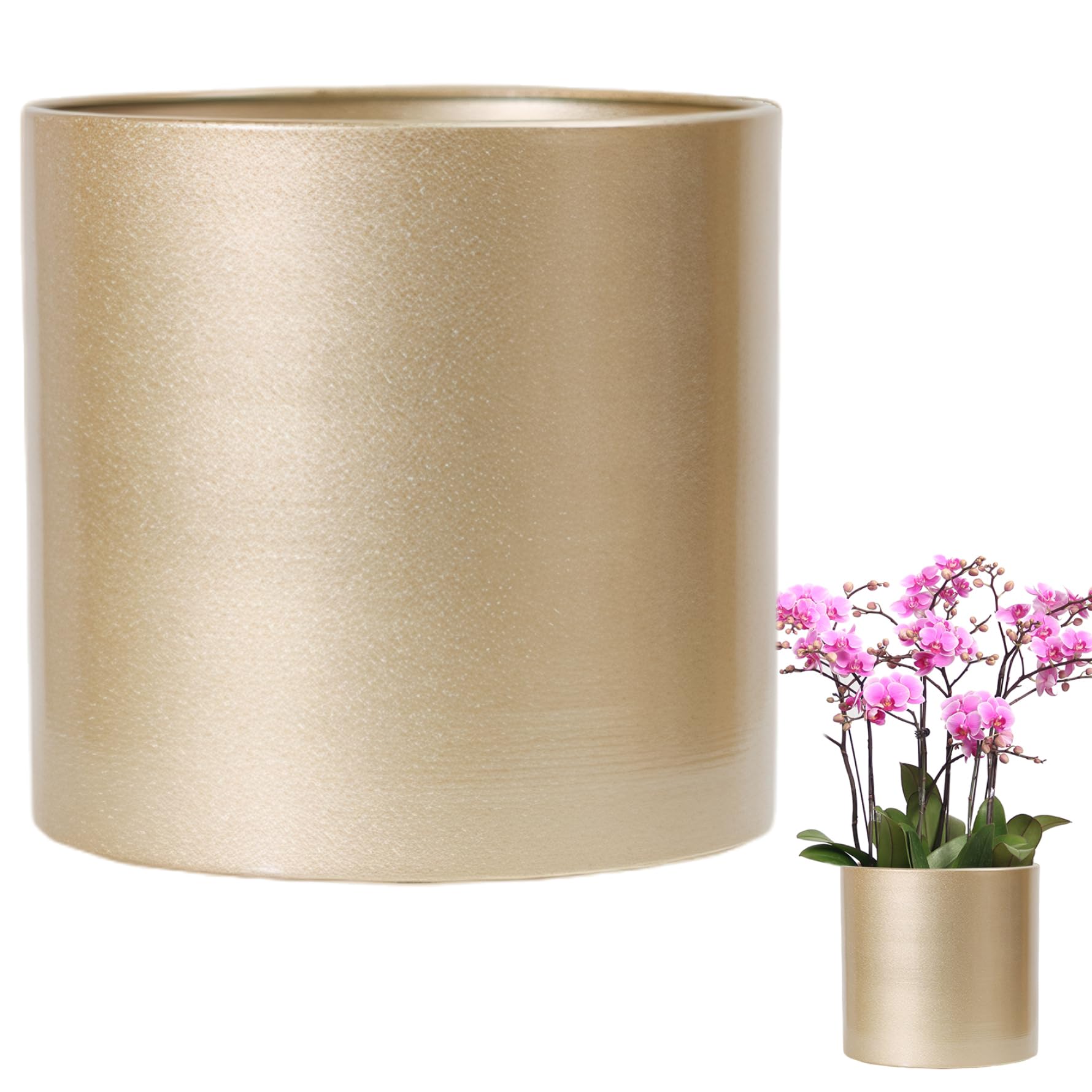 Yeaxxsqy Gold Planter 9 Inch Waterproof Rustproof Metal Gold Plant Pot Non Slip Flower Pot Decorative Vase for Dried Flower Plants Indoor Outdoor