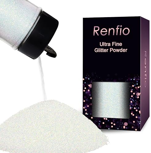 Renfio Polvo de purpurina ultra fina de ópalo con purpurina metálica de 1.75 onzas (1.76 oz), copos de PET para manualidades, lentejuelas de 1128