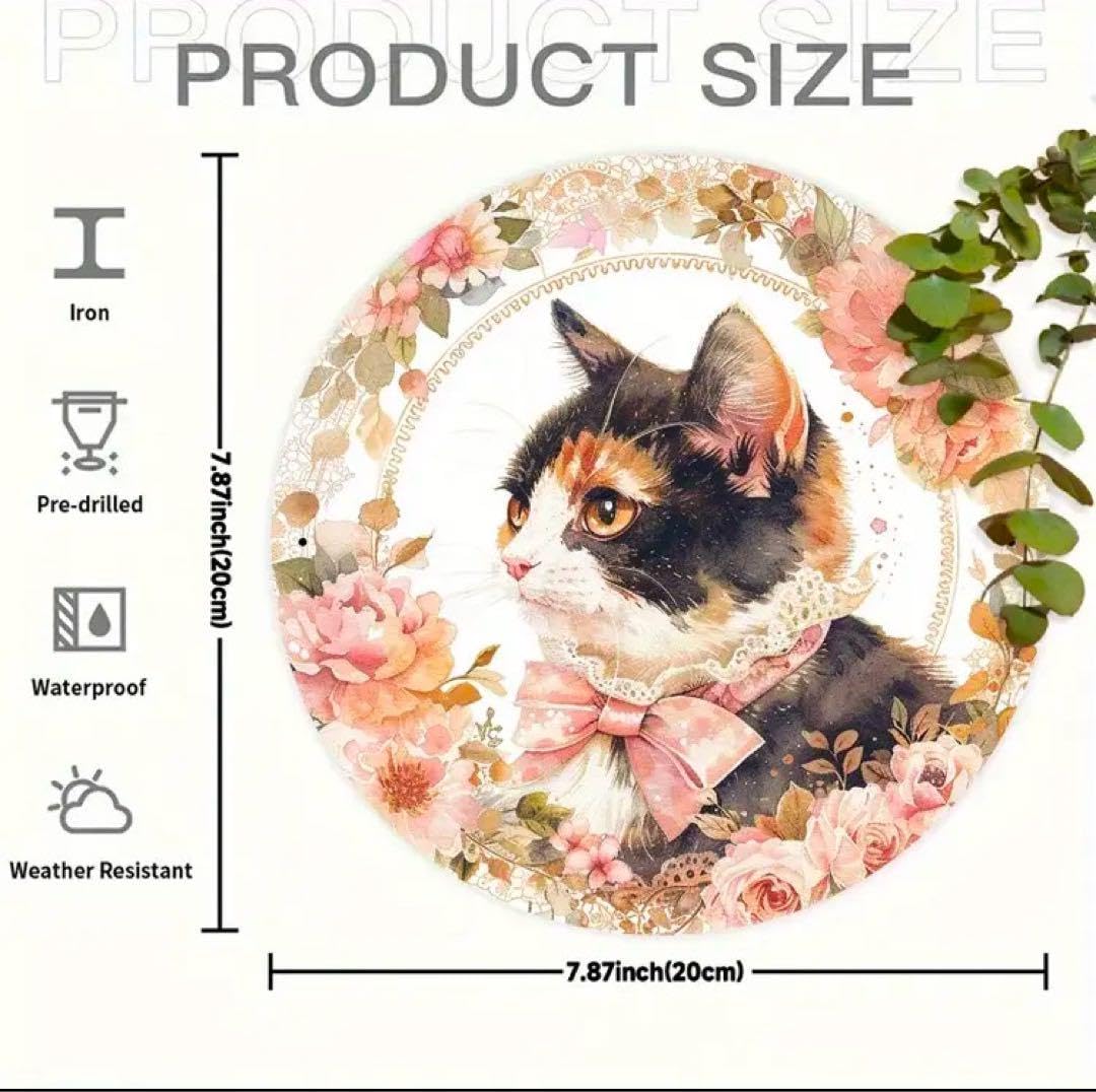 マイセン 猫 壁掛け 飾り絵 プレート ブリキ看板 レトロ 猫 ネコ 三味線 ポスター 絵 猫グッズ インテリア