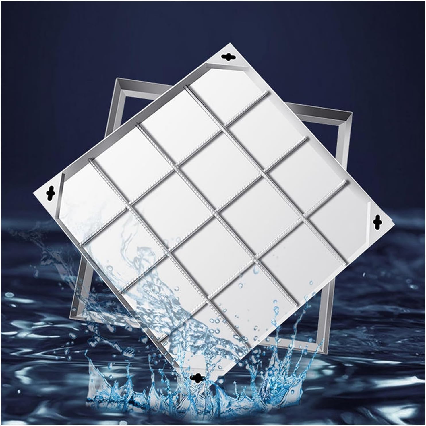 Grille d'égout invisible 30x30 cm en acier inoxydable pour pavage extérieur