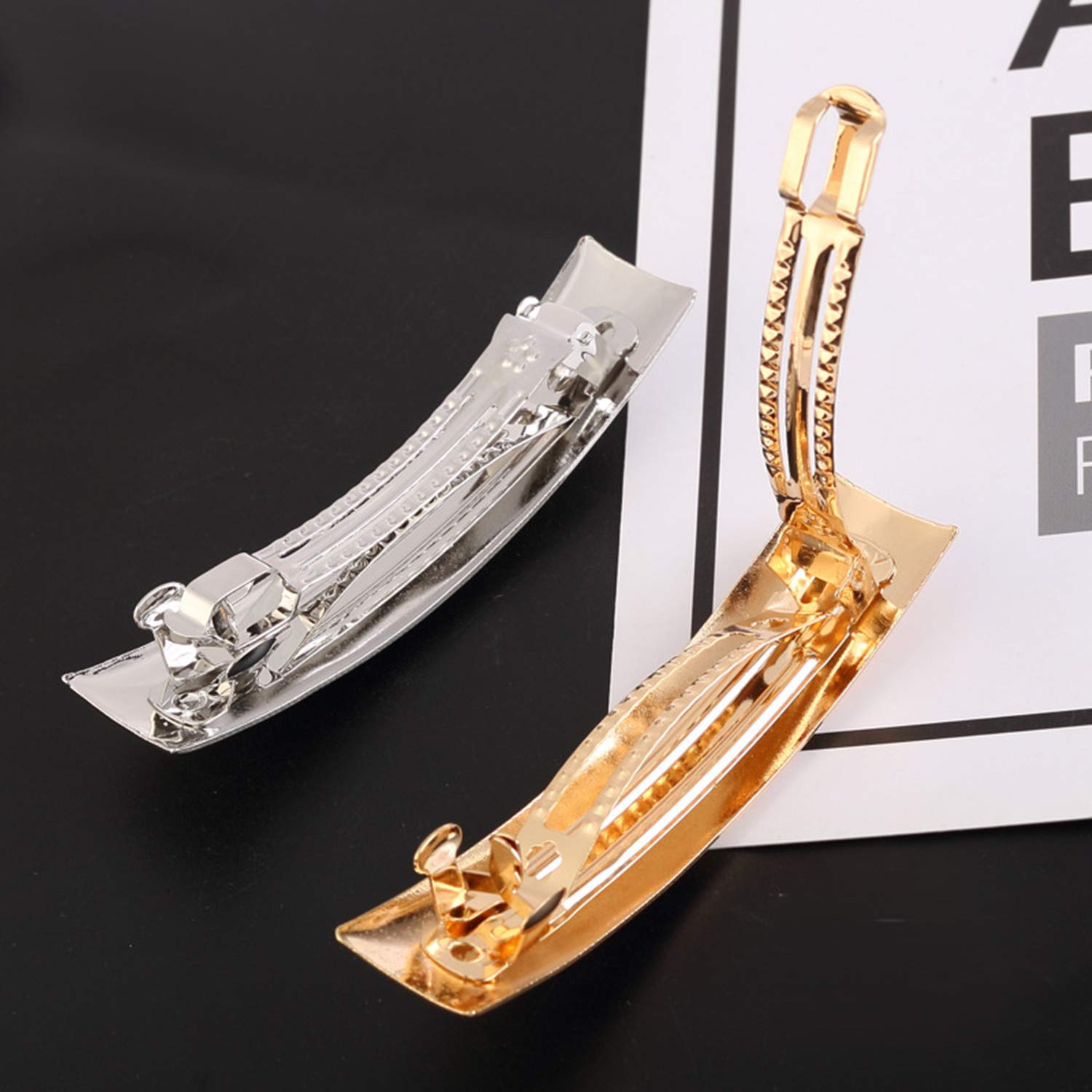 Pieces - Lot de 2 grandes barrettes à cheveux ondulées - Argenté