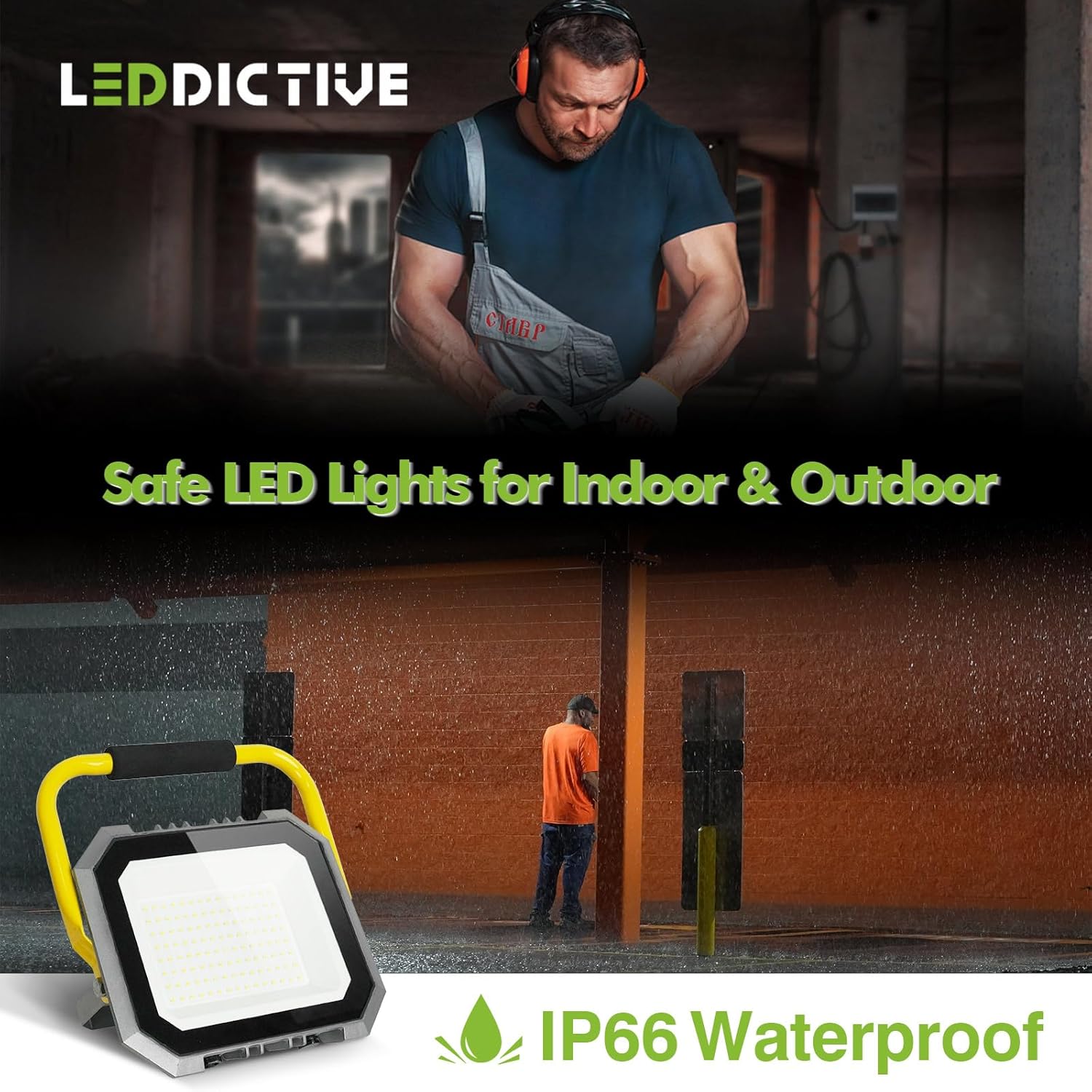 30000LM Work Lights with Stand, IP66 Waterproof 6000K LED Work Light with Foldable Tripod Stand, 3 Head Portable Work Light with Individual Switch for Indoor Outdoor Lighting