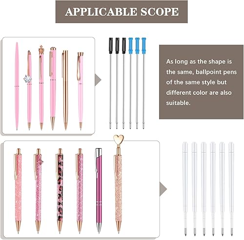 Miniatura 4 de Colarr 24 repuestos de bolígrafo de tinta reemplazables de 0.039 pulgadas (0.039 in), punta mediana para bolígrafos de fantasía con purpurina