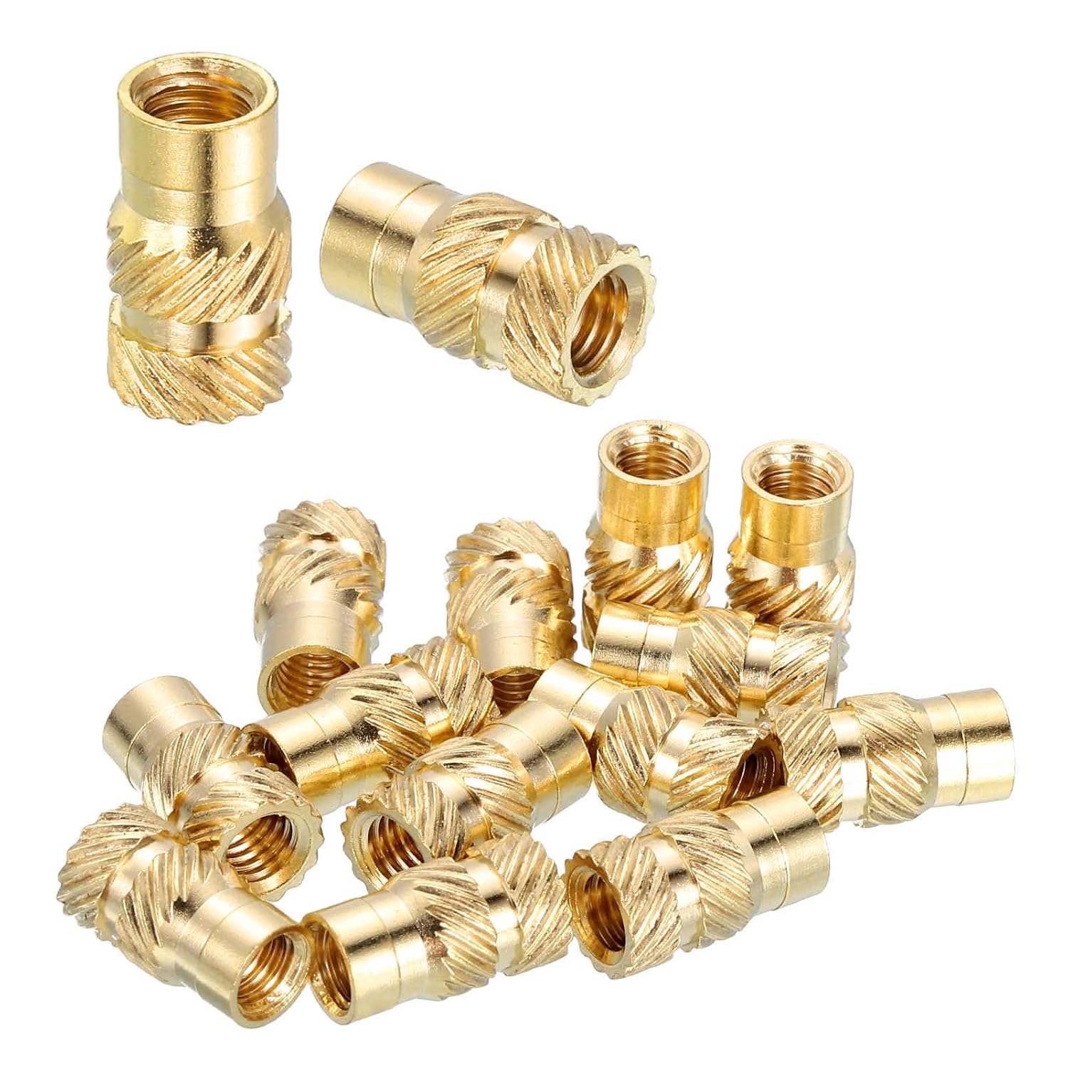 MECCANIXITY 15 Pcs Threaded Inserts, #10-32UNF x 1/2" l x 7.1mm OD Pure Brass Knurled Nuts Female Threaded Heat Set Inserts Embedment Nut for 3D Printing Components and Plastic Materials