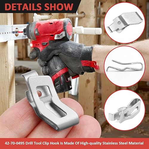 Miniatura 3 de 42-70-0495 Kit de gancho de clip para cinturón Milwaukee M12 Fuel Stubby 38 pulgadas Clip de cinturón de llave de impacto, reemplaza 2551-20 2552-20