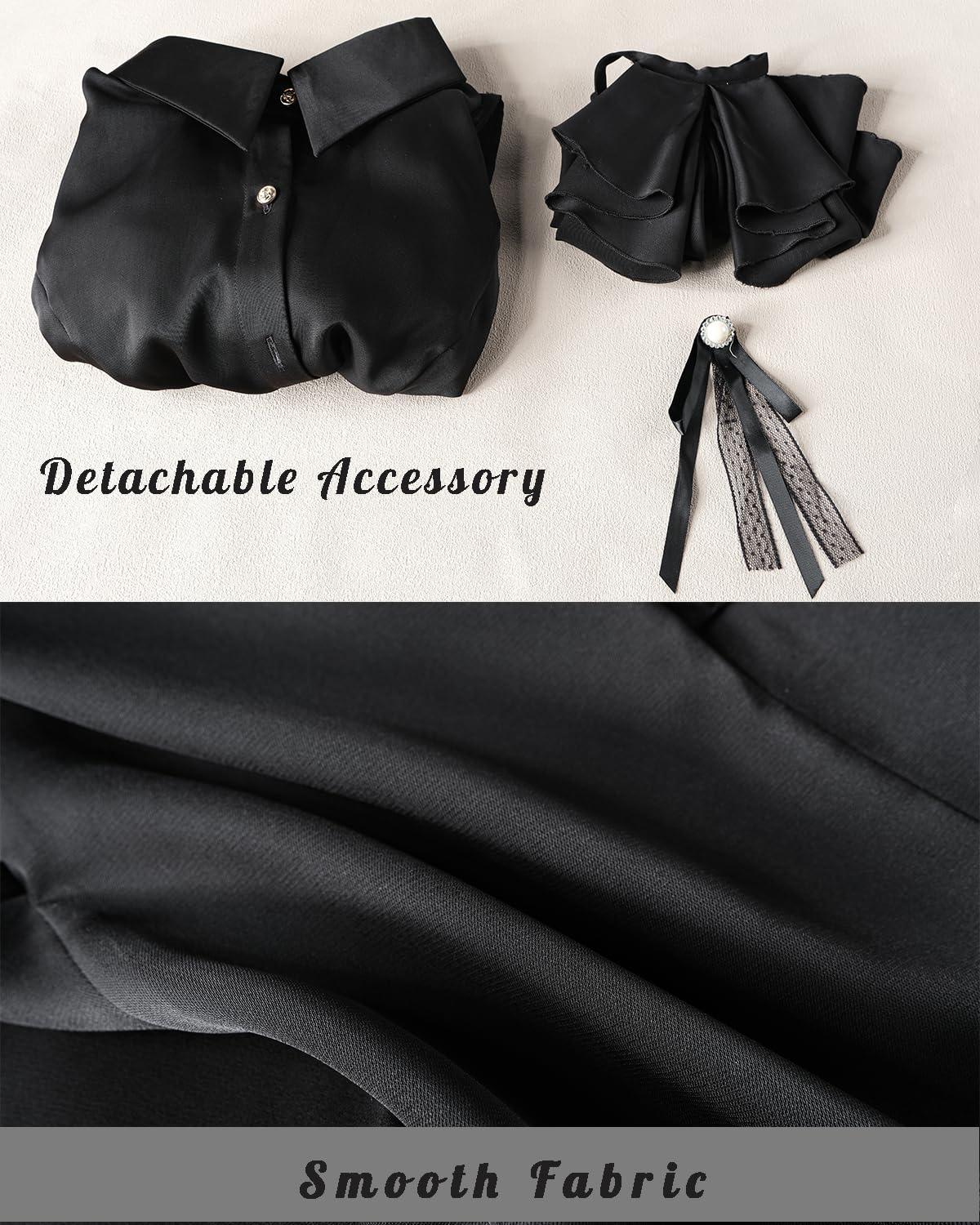 CR ROLECOS Chemisier victorien noir à manches courtes bouffantes gothique pour femme