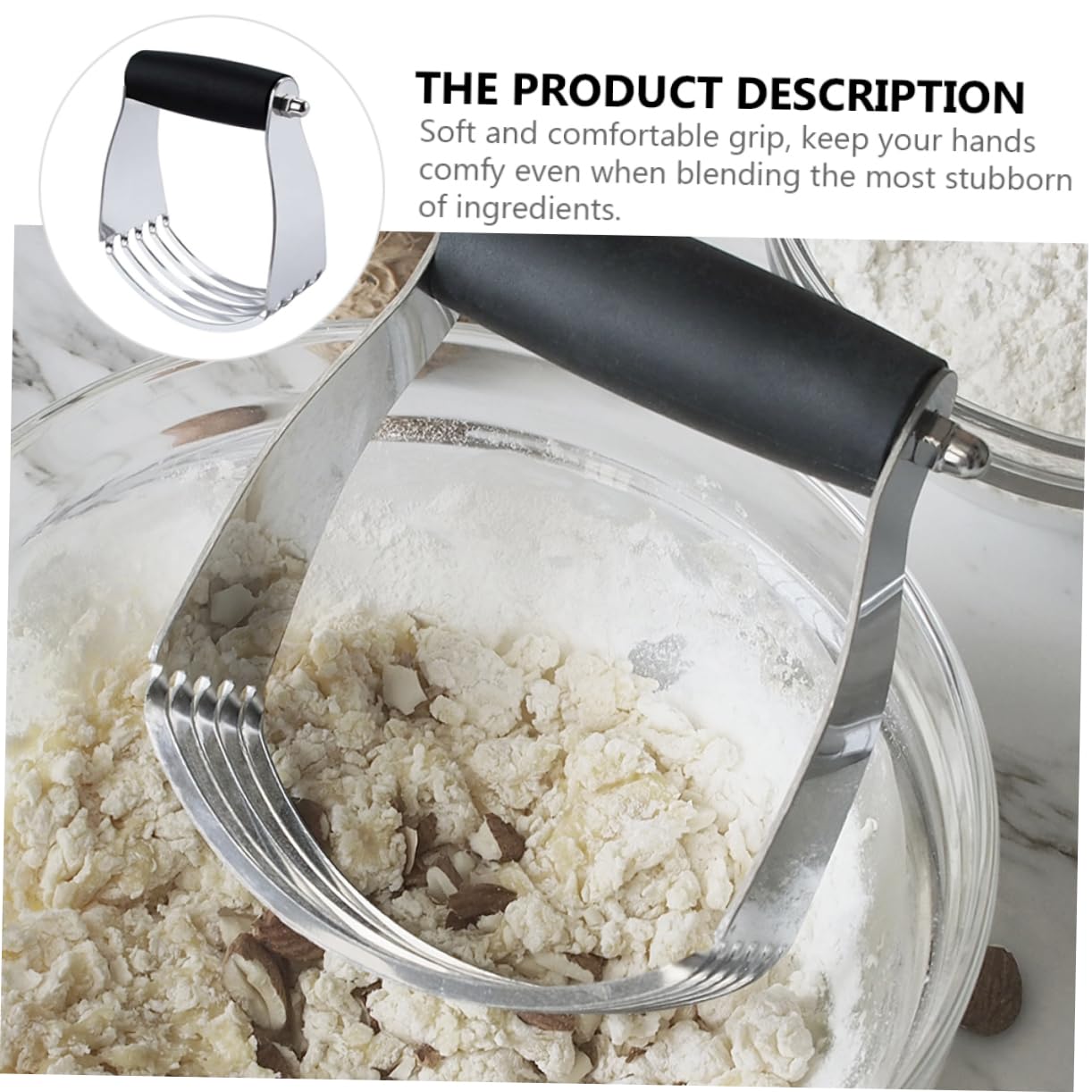 DECHOUS Heavy Duty Pastry Blender Manual Flour Beater for Smooth Dough Stainless Steel for Baking