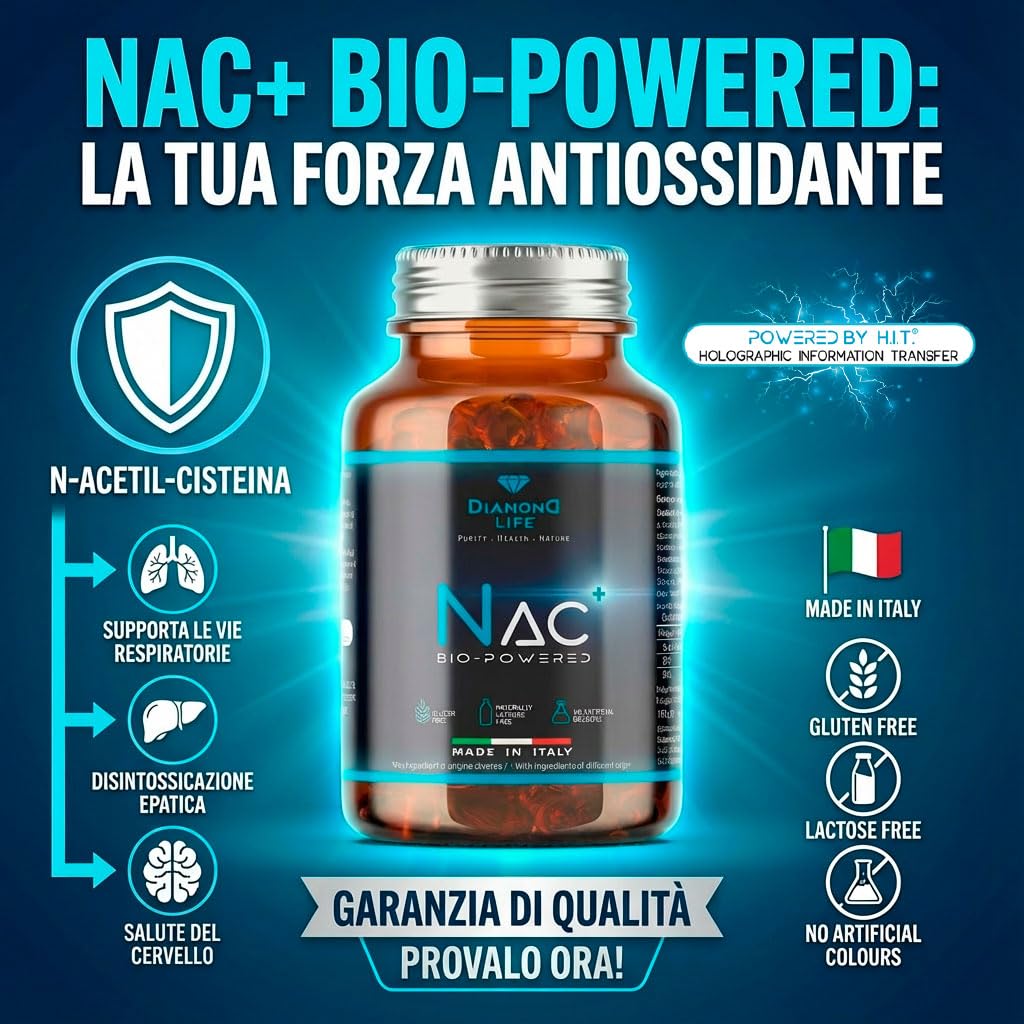 NAC BioPowered - Nutraceutique Bio-amélioré dans l'action antioxydante et détox - N-acétylcystéine Précurseur du glutathion - Haute biodisponibilité - 90 gélules