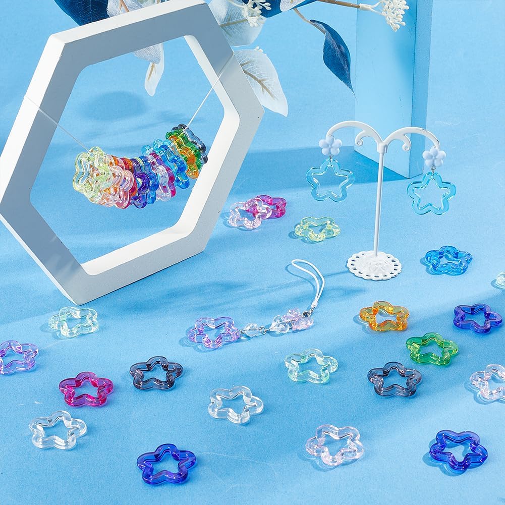 PH PandaHall 120PCS Hollow Star Charms 12 Colors Star Bead Frames Transparent Pentagram Dangle Pendants Acrylic Frame Cutouts Stars Charms for Bracelet Earring Jewelry Making Keychain Phone Chain - Image 4