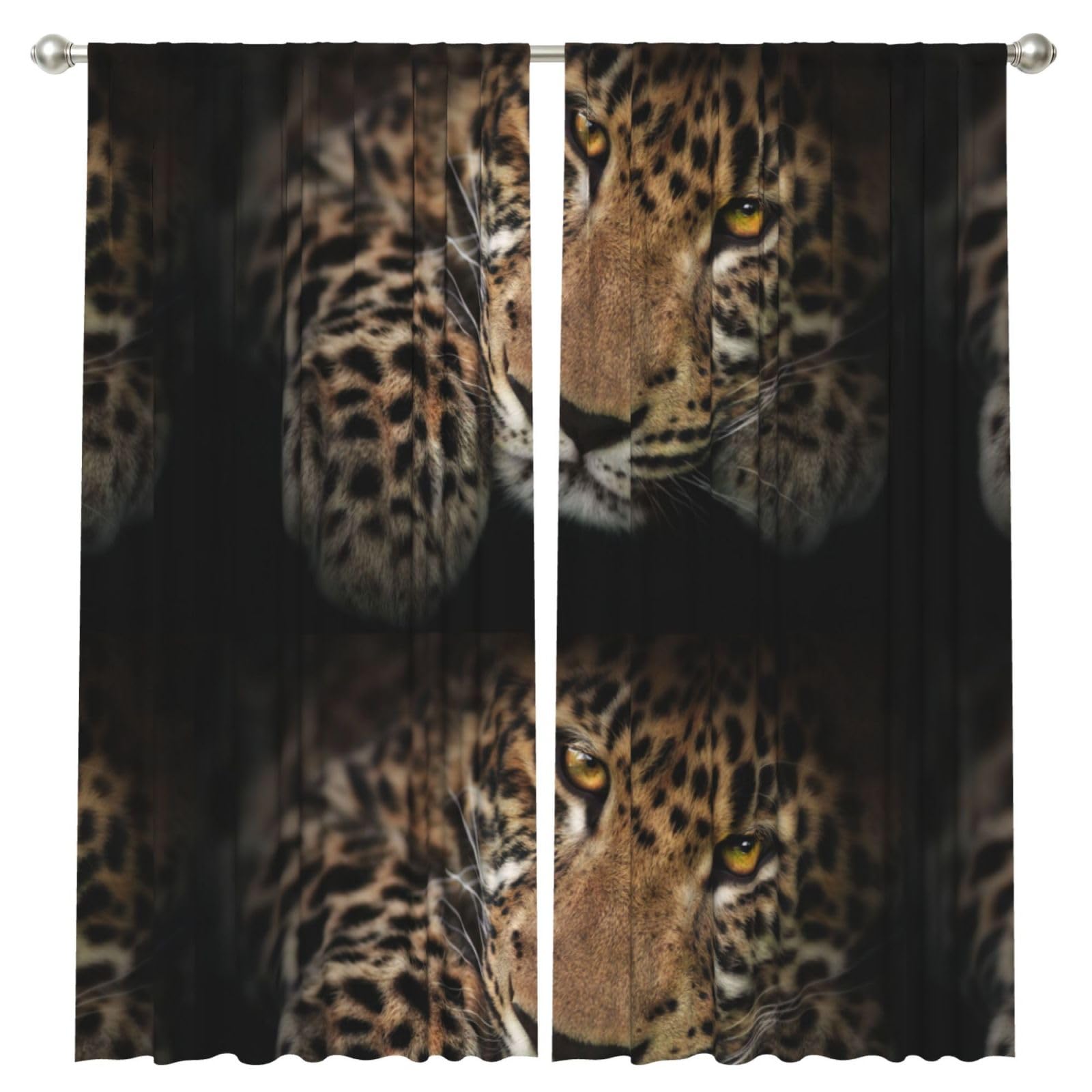 InOmak Leopard, 2 Panels Window Curtains 52 x 84 Inch Blackout Curtains for Living Room Bedroom