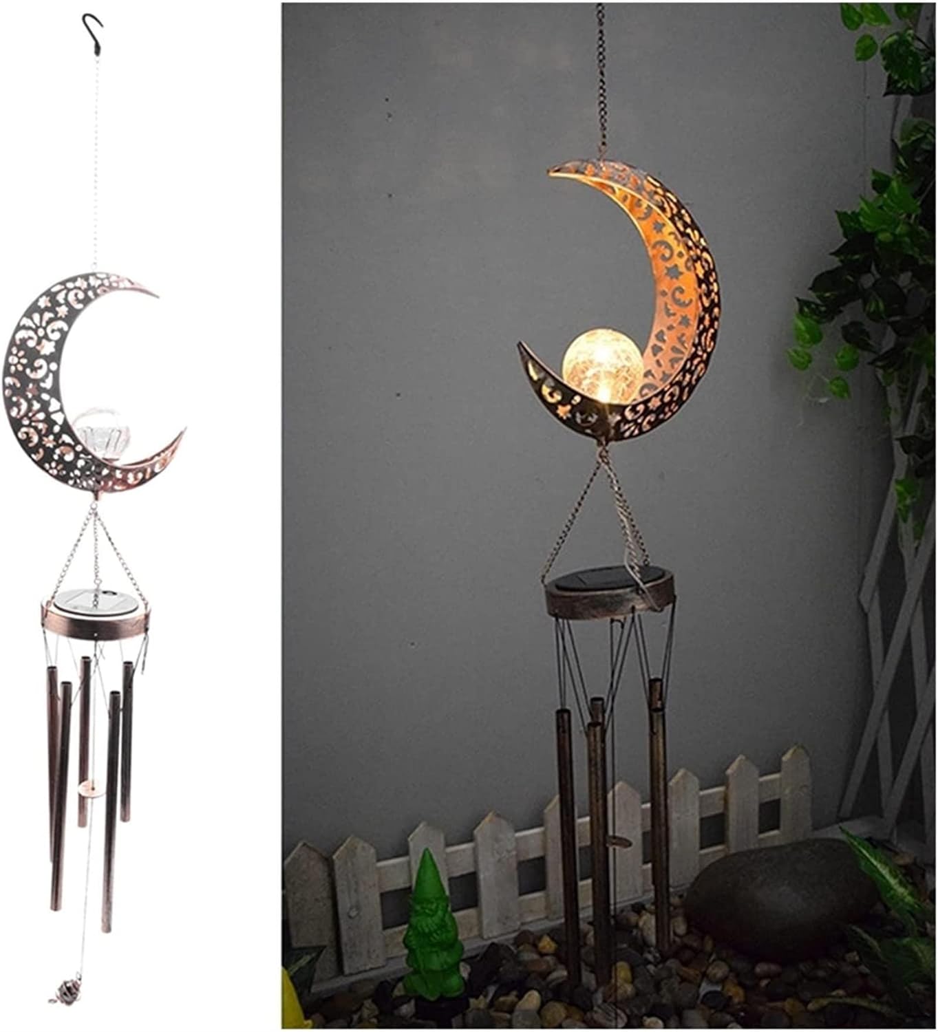 Ornaments Wind Chimes Solar Wind Chimes Stunning Deep-Toned Exterior Garden Decoration Unique Hanging Decorations Home Decoration (Color : Light Grey)