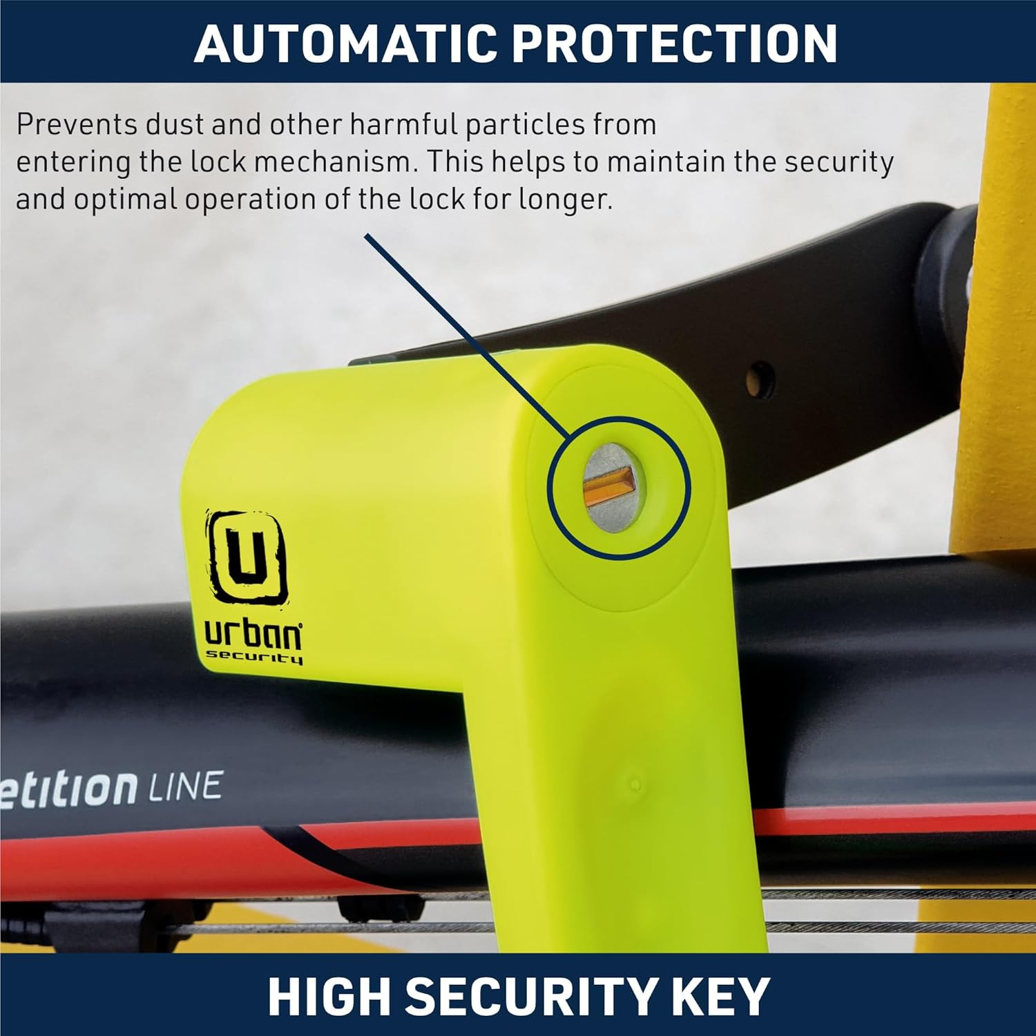 URBAN UR469Y High Security Folding Bike Lock | Secure, Deterrent, Easy to Carry, Lightweight, Compact | Heavy Duty Anti Theft Foldable Bicycle Locks with Key, Silent Mount, Ebike Scooter, 70cm/27.5in
