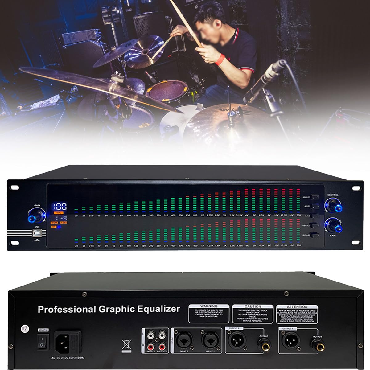 Equalizzatore audio a doppio spettro, audio effetto digitale a 31 bande, processore DSP Equalizador Palco KTV Sound System,EQ-888S