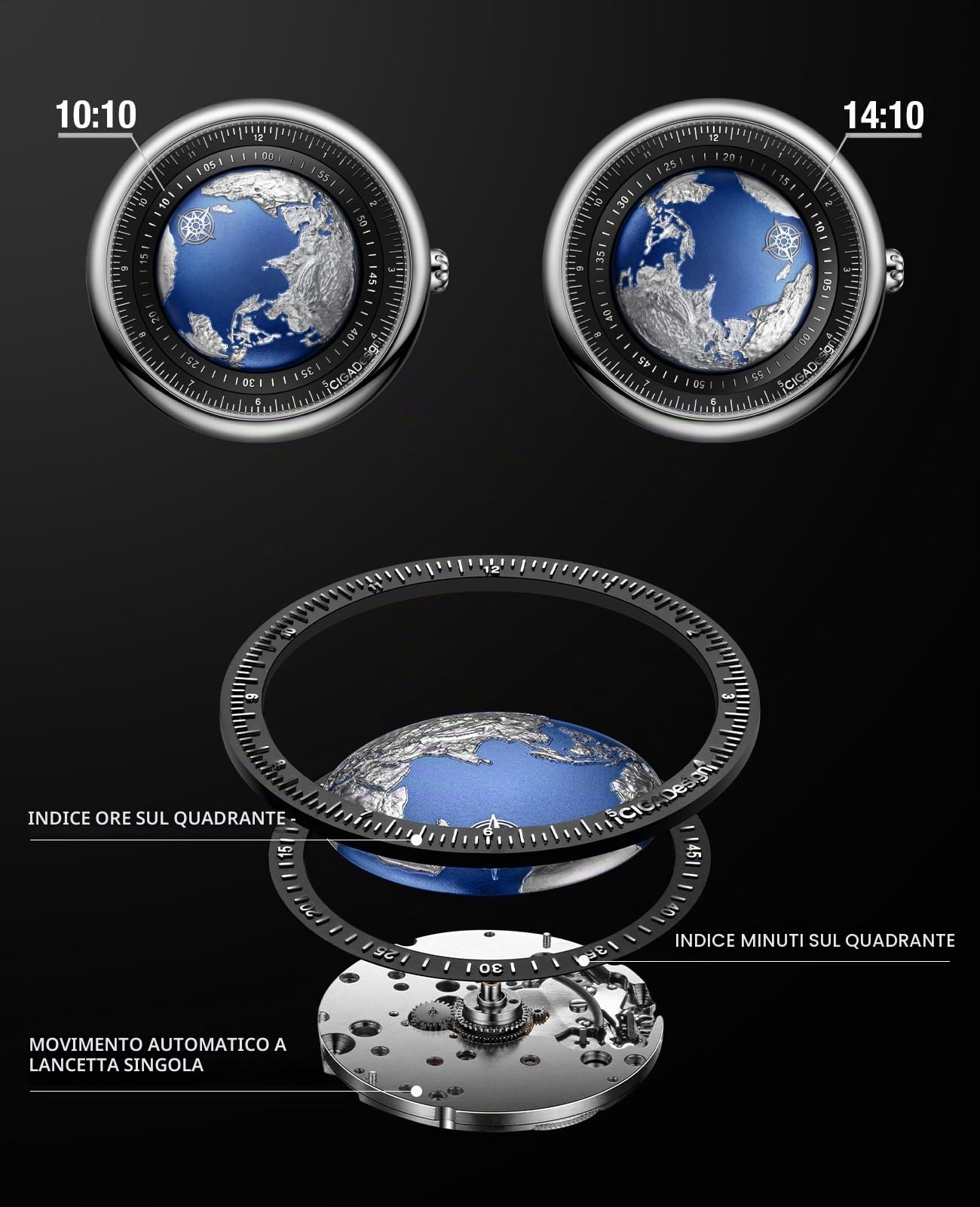 CIGA Design Blue Planet Orologio Automatico Uomo(Titanio)