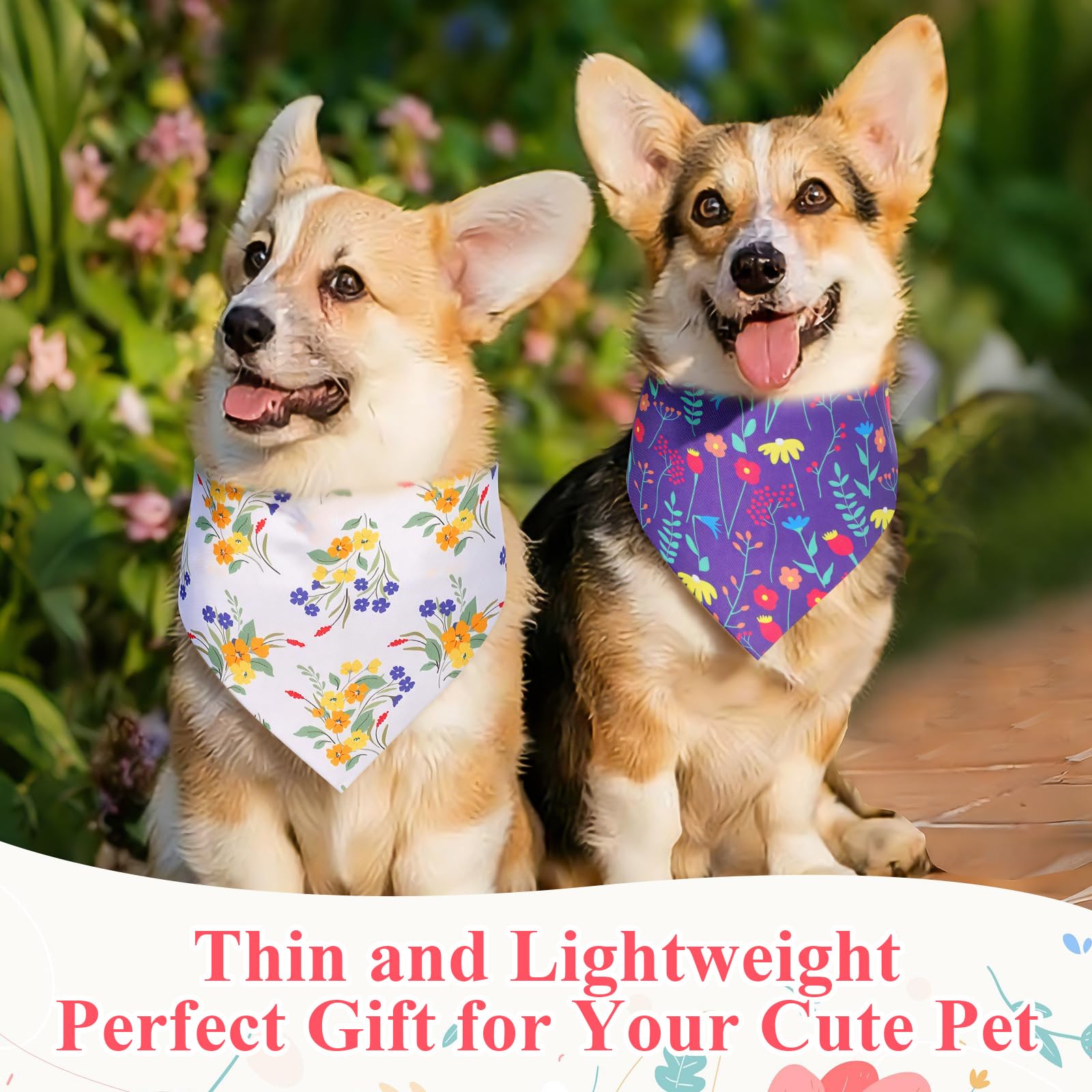 Reginary Paquete de 120 bandanas para perro, bufanda ajustable para perros de primavera, bufanda floral para mascotas, bufandas lavables triangulares, baberos para gatos y mascotas