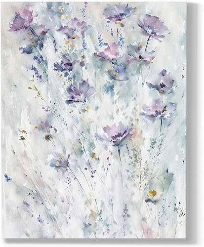 Appalachian Arts Arte de pared abstracto de lavanda de 12 x 16 pulgadas, arte abstracto de pared de baño, decoración estética de habitación, arte de