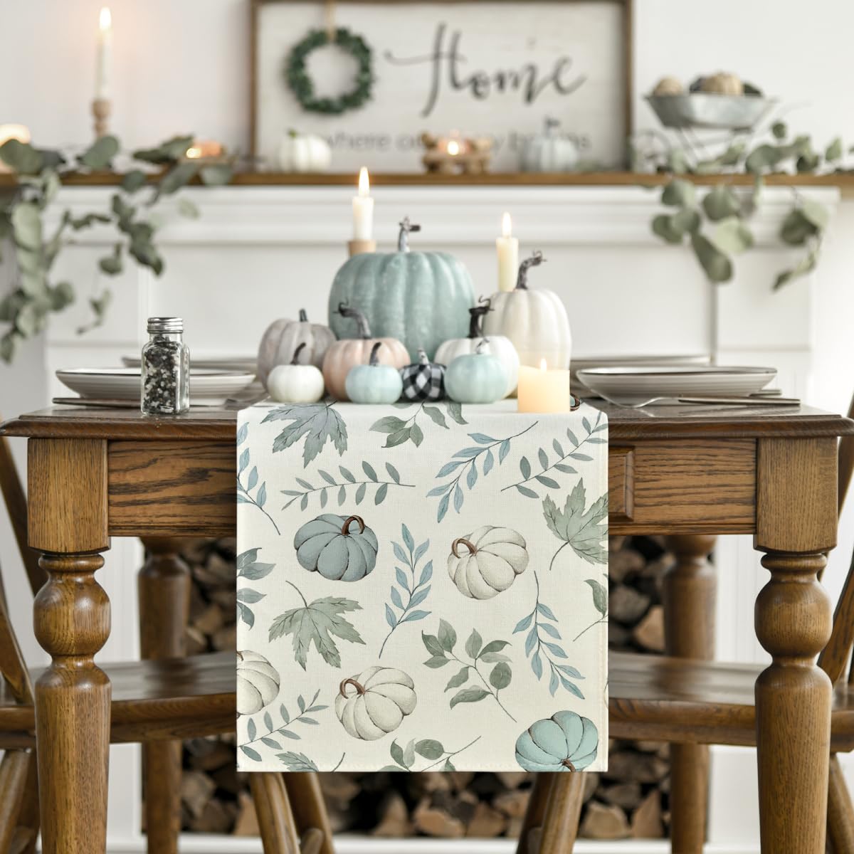 Chemin De Table D’automne 40x180 Cm – Motif Citrouilles, Feuilles D’érable Et Tournesols