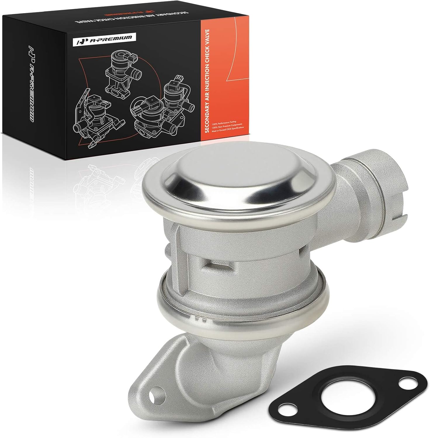 A-Premium Secondary Air Injection Check Valve Compatible with BMW 325i 2003-2005, 325xi 2003-2006, 325Ci/330Ci/330i/330xi 2003-2006, X3 2004-2006, Air Pump Check Control Valve with Gasket