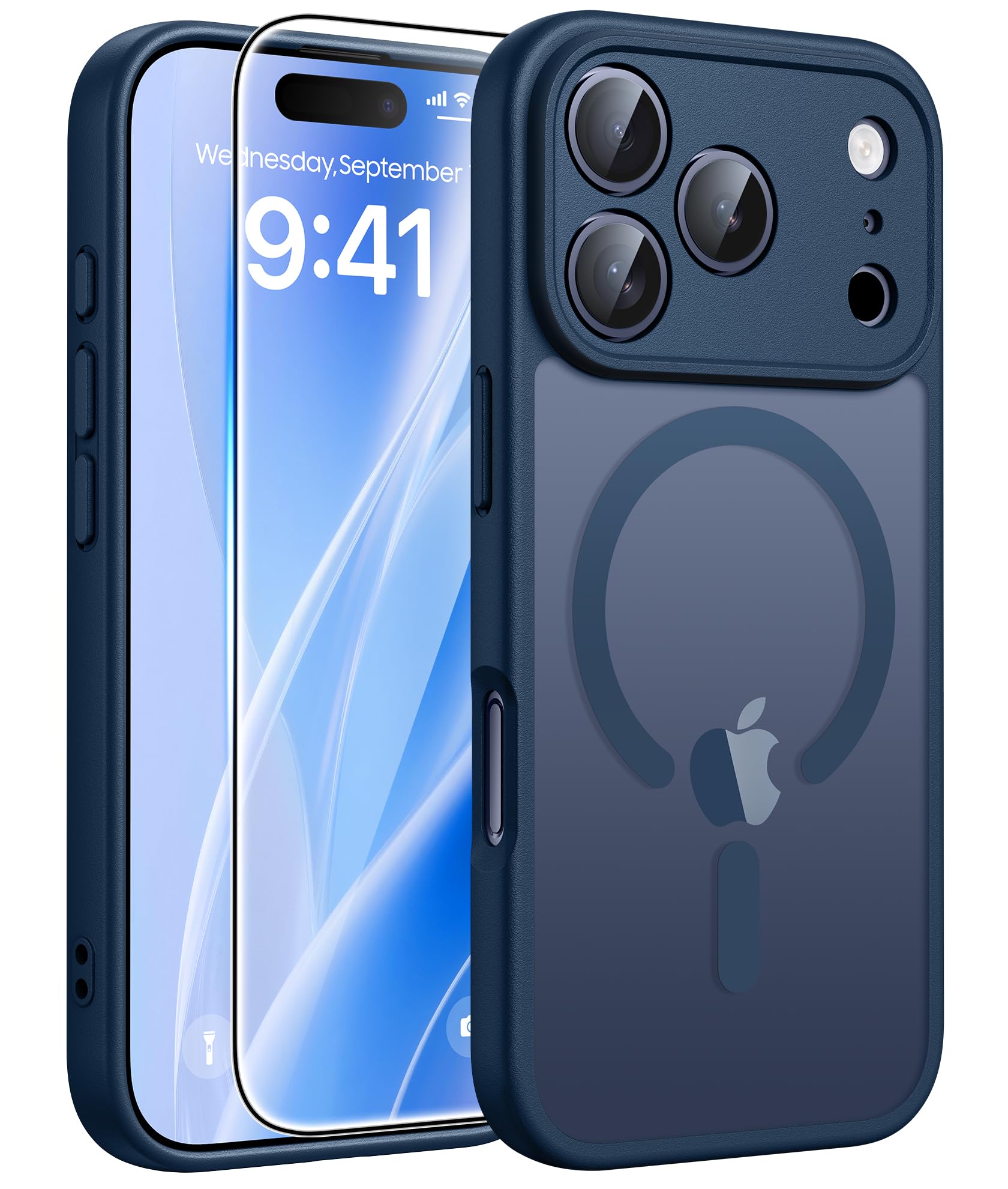FNTCASE for iPhone 17 Pro Max, Phone 2026 Pro Max Case, Fit for Magsafe | Screen Protector, Camera Protection, Translucent Matte, 14FT Military Grade Drop Proof, Shockproof Phone Cover, Blue