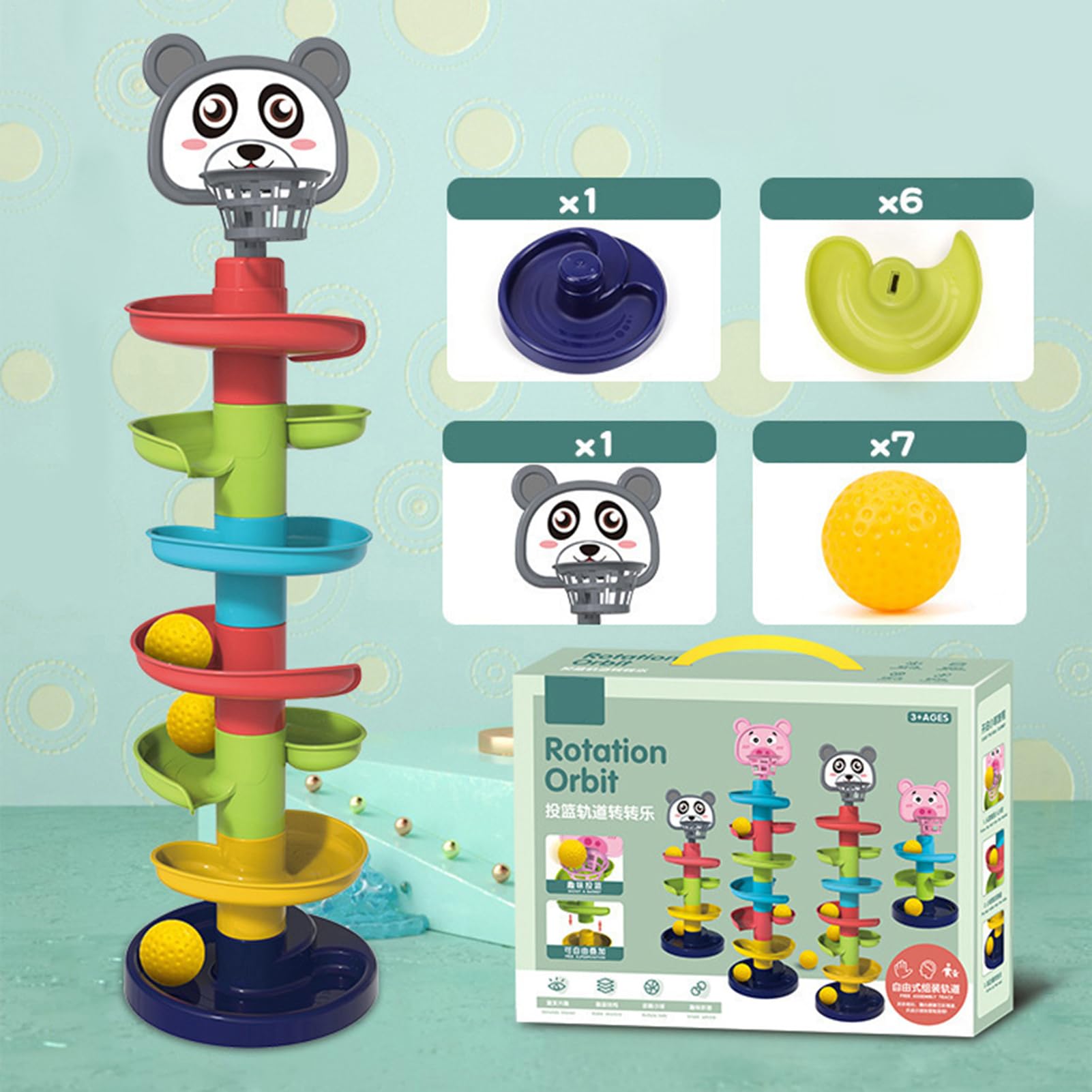 Toue de tour d'automne - Tour de balle éducative pour les tout-petits, montessorii spiral galette | Jeu expérimenté, jouets de mouvement coloré avec fonction de roulement et tour de 7 niveaux