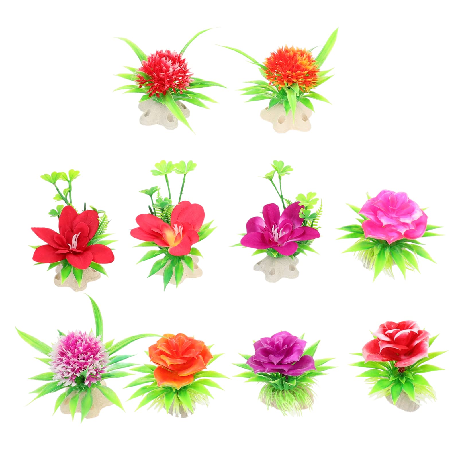 10 Pcs Artificial Flowers Ornament Serving Plate Ornaments Artificial Aquarium Plants Japanese Sushi Plate Flower Decorations for Sashimi Dish Sashimi Dish