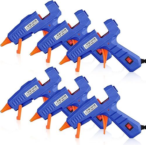 Mini pistola de pegamento caliente para manualidades escolares, pequeña pistola termofusible con protector de goma para niños, pistola de pegamento