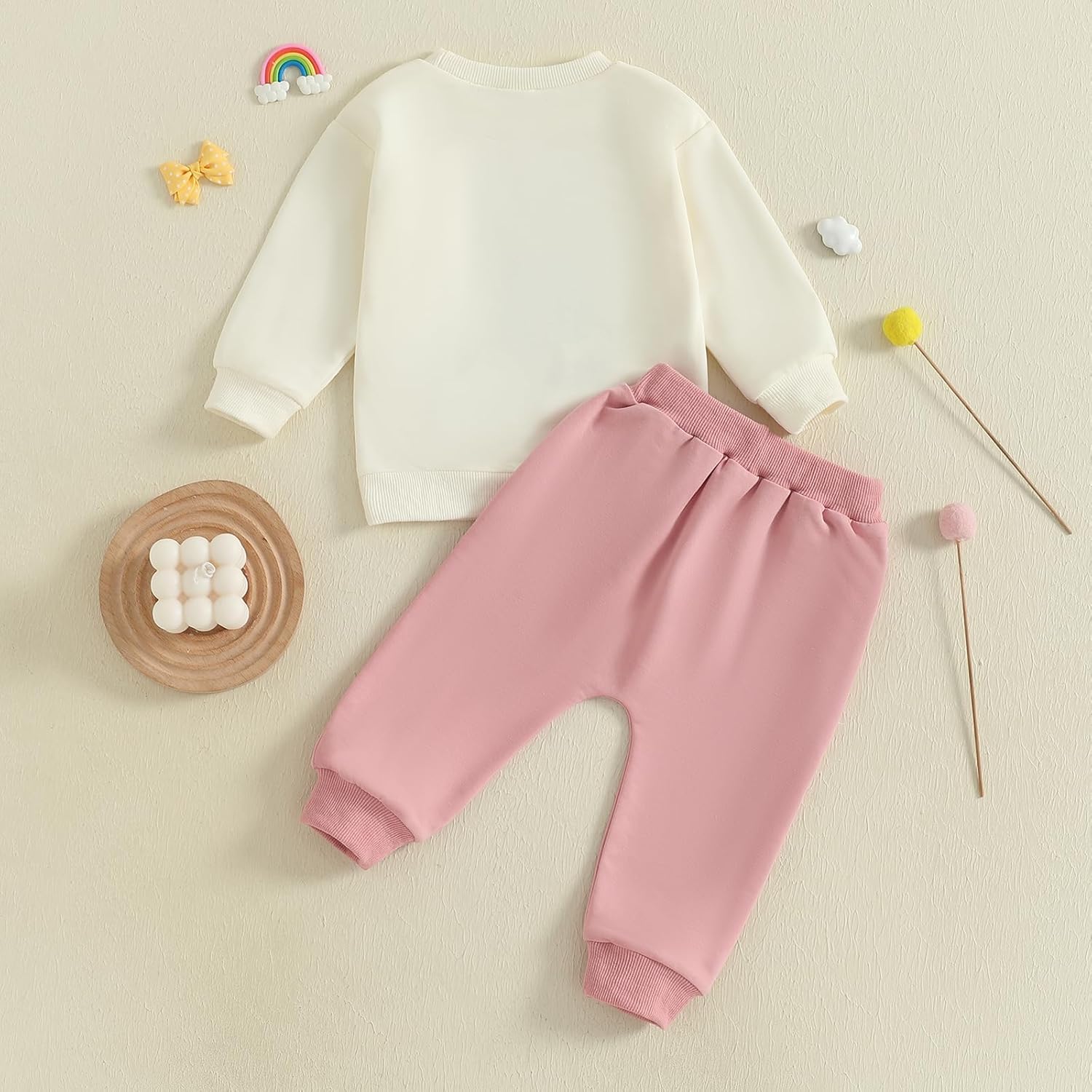 allshope Toddler Baby Girl Fall Outfit Letter Print Sweatshirt Tops Elastic Waist Pant Cute Infant Newborn Winter Clothes Set - Image 3