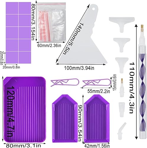 Miniatura 3 de KTCLCATF Kit de Herramientas y Accesorios para Pintura de Diamantes DIY, Bolígrafos de Pintura de Múltiples Tamaños para Adultos para Hacer Arte de