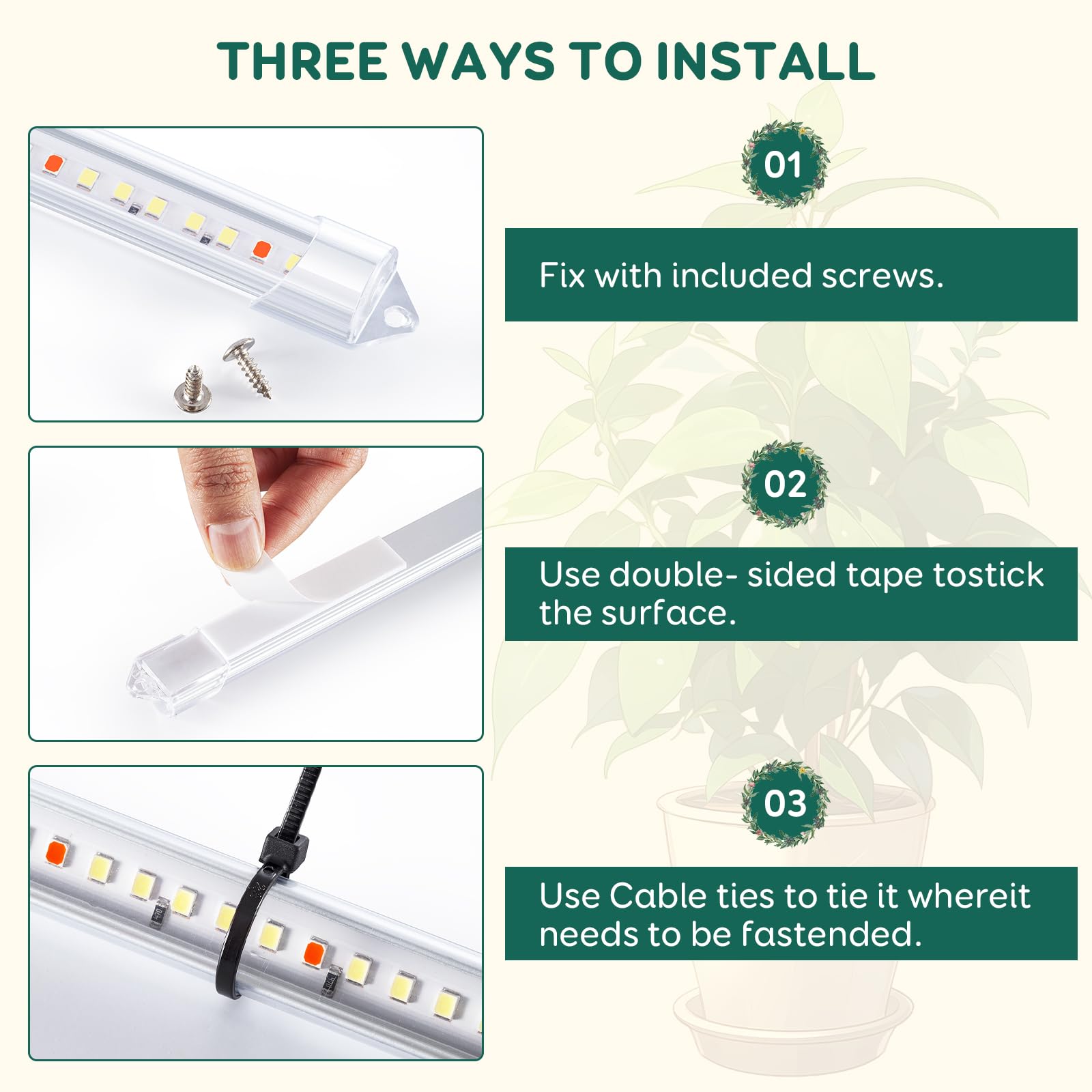 COKOLILA 4 Barre Lampada per piante a LED, Spettro completo con 240 LED, luce per piante con timer on/off, 6/12/18H, 5 livelli di luminosità, 3 modalità di illuminazione, Luci Piante