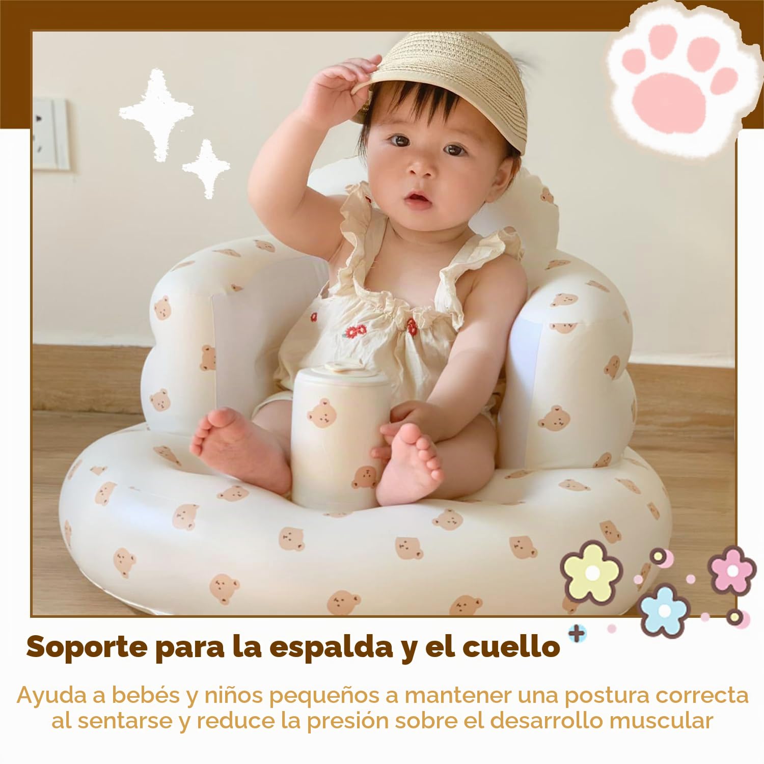 Asiento Inflable para Bebé, Silla Portátil Inflable Para Bebé, Silla de ducha g-onflable para Niños, Asiento de Sofá Para B-Ebé, Asiento De Piso G-onflable, para niños pequeños de 3 + meses