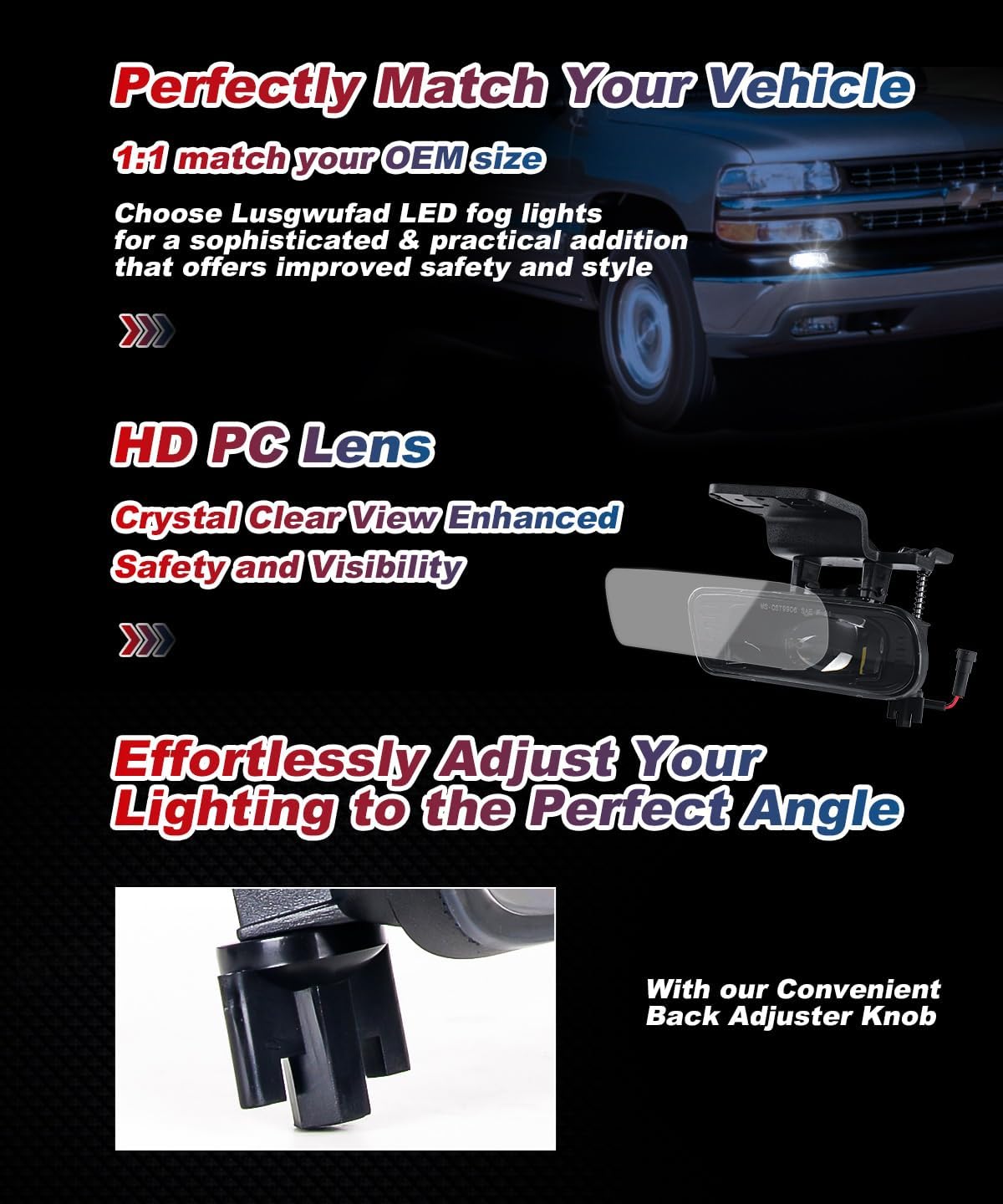 Ultra Bright LED Fog Lights - High Lumens, Long Lifespan, Fit for Chevy Silverado 1999-2002, Suburban & Tahoe 2000-2006 | DOT Approved - Fog Lamps Replacement Accessories