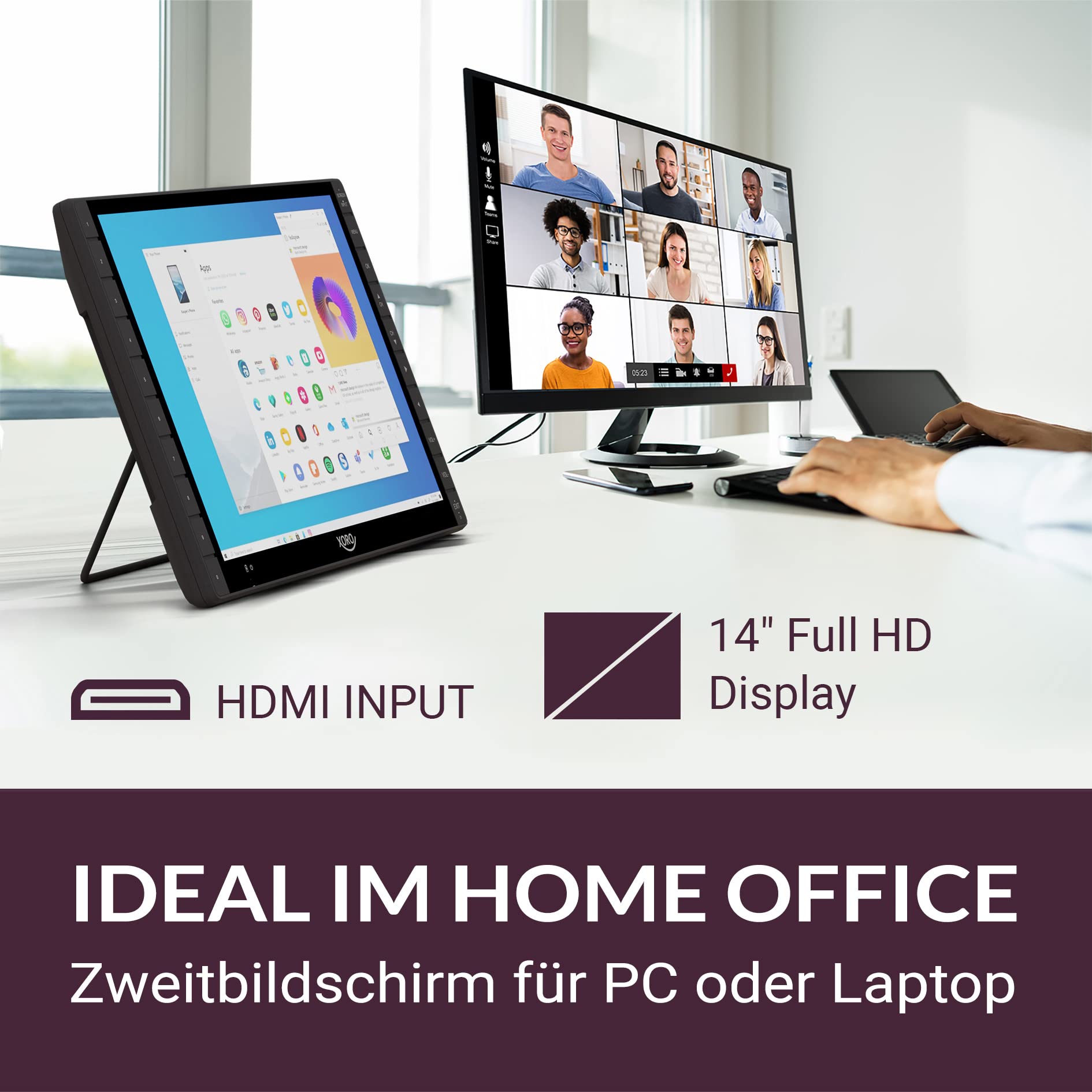 TV Portatile XORO PTL 1400 V2 - 14 Pollici Full HD, DVB-T2, Batteria Integrata - Foto 10