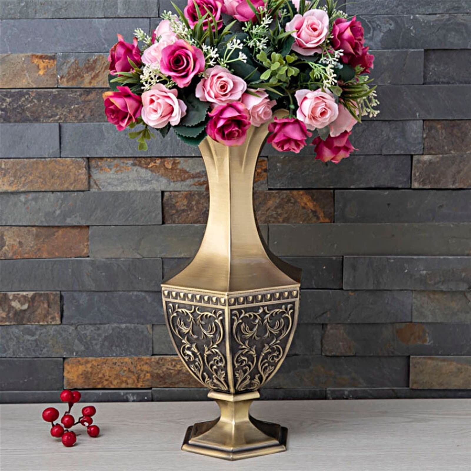 Jarrón Decorado Retro hexagonal zinc aleación jarrón creativo estilo europeo jarrón artesanía metal artesanía casero sala de estar decoración de la boda regalos de la casa de la casa Jarrón De Flores