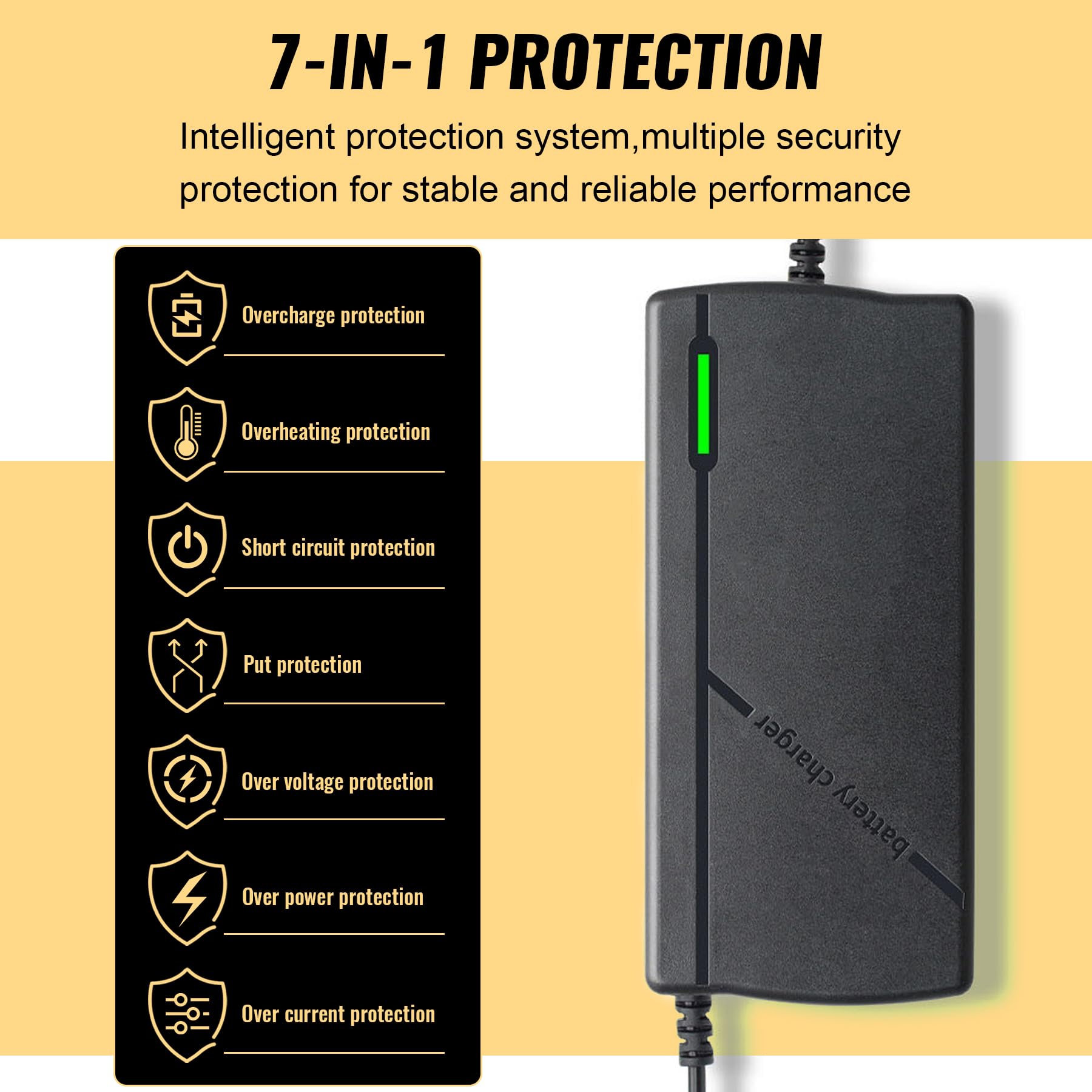 14.6V 10A LiFePO4 Battery Charger for 12V Lithium Iron Phosphate Batteries – Fast Charging, High Efficiency, LED Indicator, Durable Design with Overheat Protection