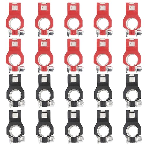 Aramox Terminal de cable de batería, 10 pares de abrazaderas de terminal de cable de batería, juego de conectores positivos negativos para