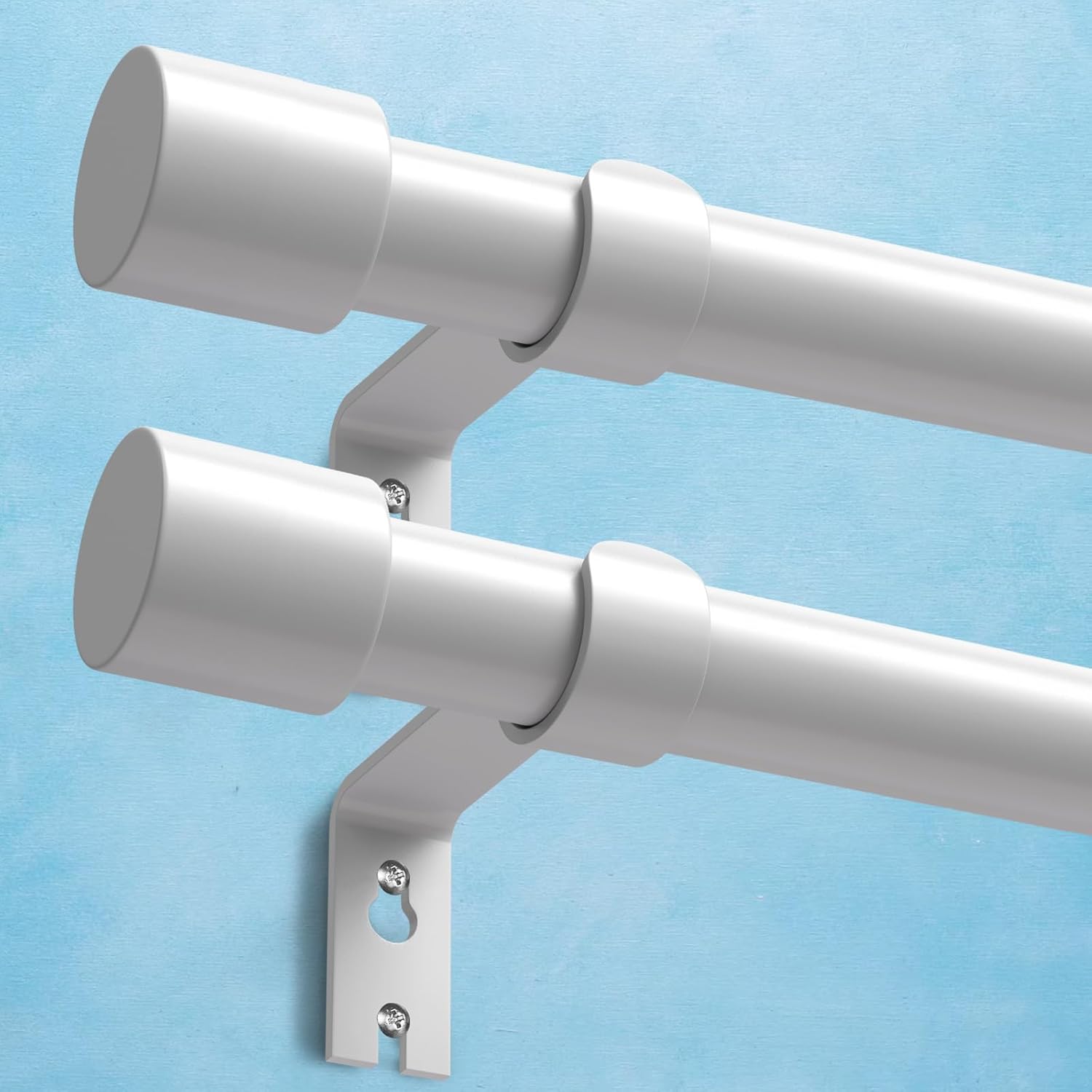 2 Pack Heavy Duty Curtain Rods for Windows 48 to 84 Inch, 1 Inch White Curtain Rods Set of 2 Pack for Outdoor, Farmhouse, Bedroom, Adjustable Easy Install Drapery Rod (A2,White,30"-90"-2Pack) 30"-90"|2pack White