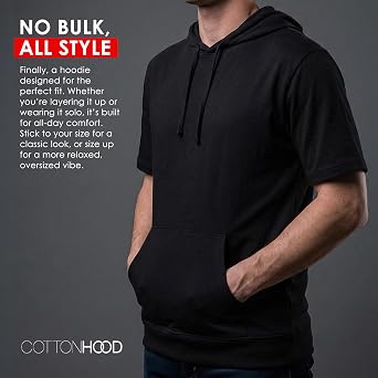 Cottonhood Men's Short Sleeve Hoodies Lightweight T-Shirt Sweatshirt Jacket