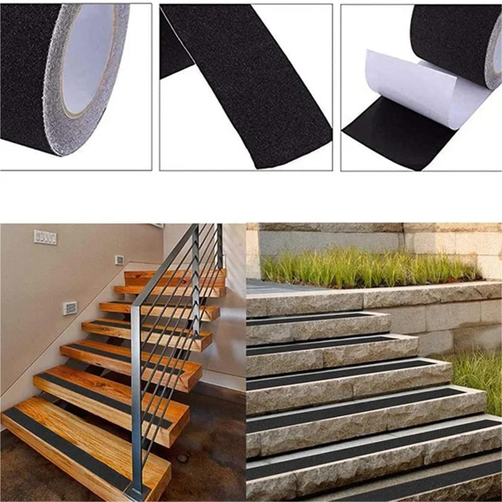 Kantenschutz Gummi Anti-Rutsch-Klebeband, schwarzer Griff for Treppen, Treppenstufen, nicht for den Außenbereich/Innenbereich geeignet(2pcs 5cm)