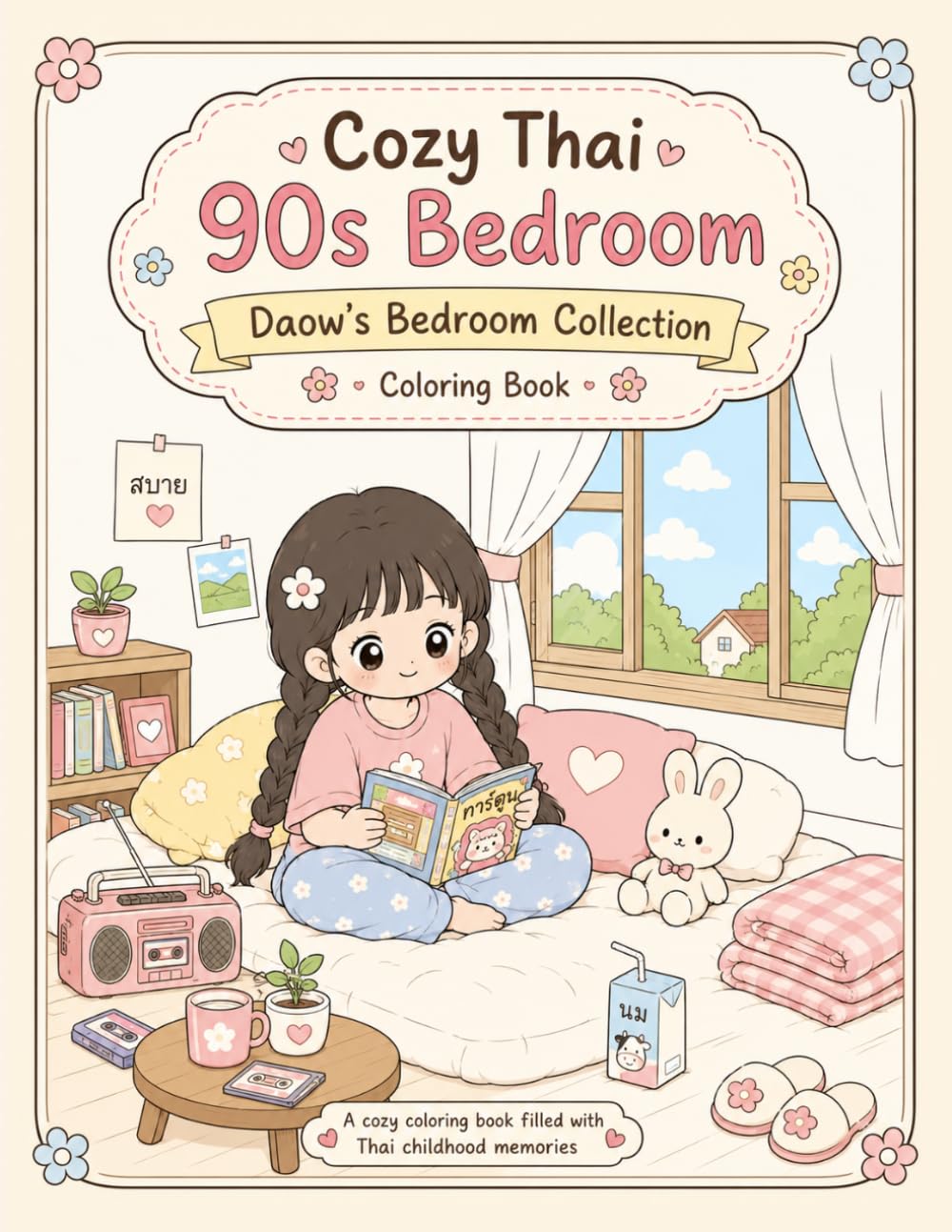 Cozy Thai 90s Bedroom Coloring Book: Daow’s Bedroom Collection – Cute & Relaxing Thai Childhood Coloring Pages