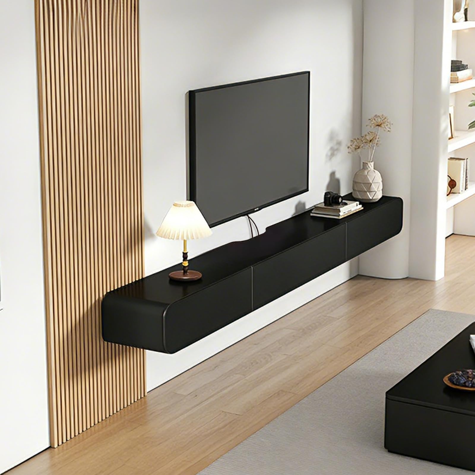 Tv Lowboard Hängend mit Schublade 140 cm lang für Wohnzimmer Schwarz