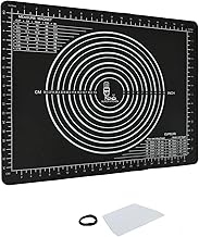 SUPER KITCHEN Non-Slip Baking Mat Non-Stick Silicone Baking Mat with Dough Cutter, Rolling Mat, Dough Mat, Silicone Mat, Pizza Fondant Dough Mat, Epoxy Resin Mat (Black, 50 x 40 cm)