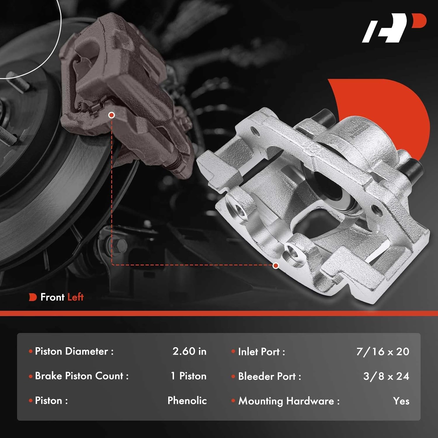 A-Premium Disc Brake Caliper Assembly with Bracket Compatible with Chrysler and Dodge Models - Town & Country & Grand Caravan 2001-2007, Voyager 2001-2003 - Front Left Driver Side