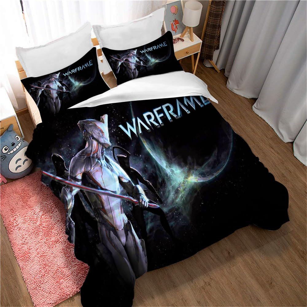 Warframe Egyptian Cotton Bedding Set Duvet Cover Set Soft Queen Size Bedsheet Quilt Cover (200x200cm(Double),Warframe 06)
