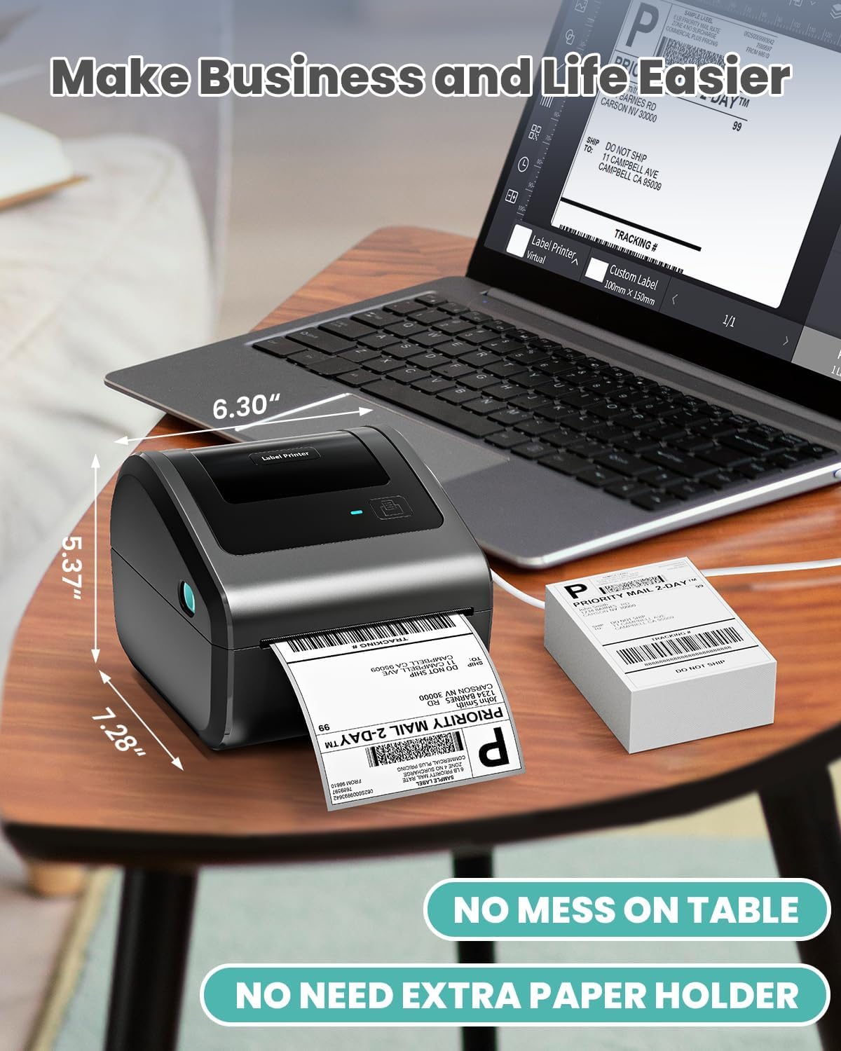 Phomemo Bluetooth Etikettendrucker DHL, D450BT Versandetiketten Drucker Wird mit 3 Rollen à 250 Etiketten im Format 4 x 6 Zoll, Labeldrucker Kompatibel mit Amazon, DHL, Vinted, Etsy, UPS, FedEx, DPD